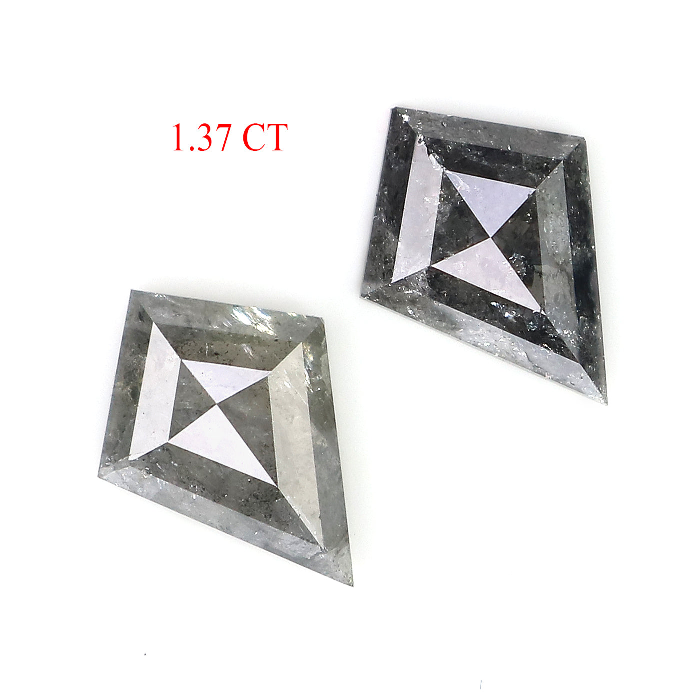 1.37 CT Natural Loose Kite Cut Pair Diamond Salt And Pepper Kite Shape Diamond 7.95 MM Natural Black Grey Color Kite Rose Cut Diamond LQ2145