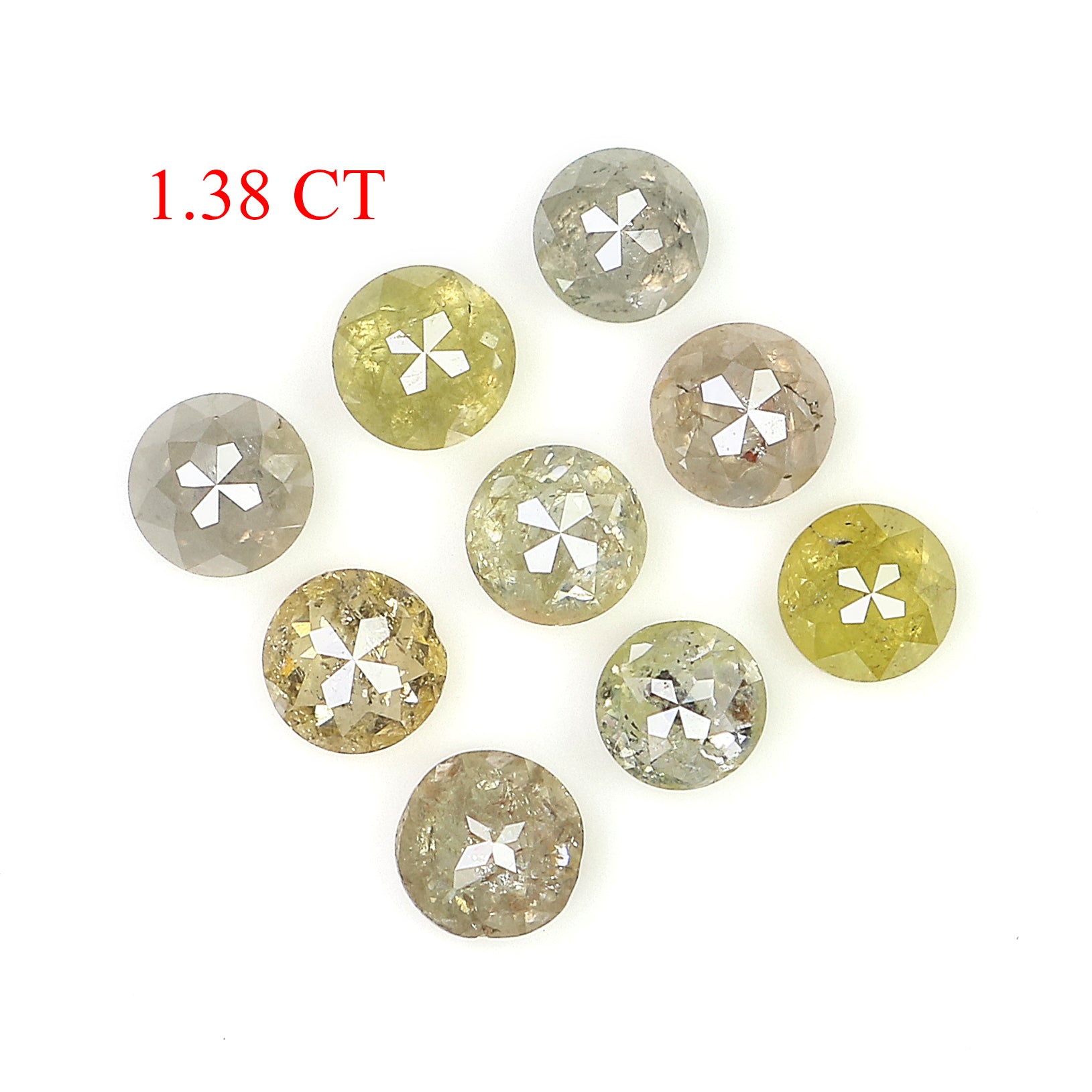 1.38 CT Natural Loose Round Rose Cut Diamond Grey Color Round Shape Diamond 2.90 MM Natural Loose Yellow Color Round Rose Cut Diamond LQ1597