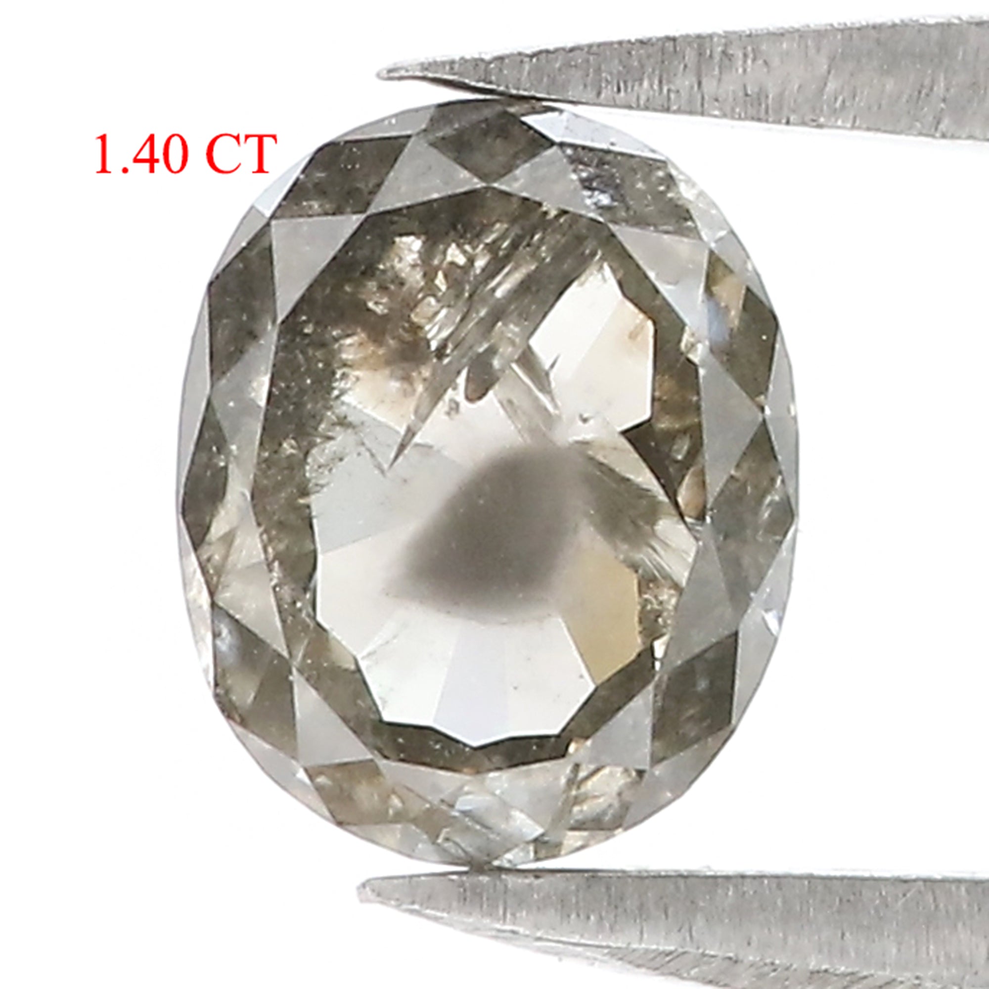 1.40 CT Natural Loose Oval Shape Diamond Salt And Pepper Oval Cut Diamond 7.30 MM Natural Diamond Grey Color Oval Rose Cut Diamond LC67