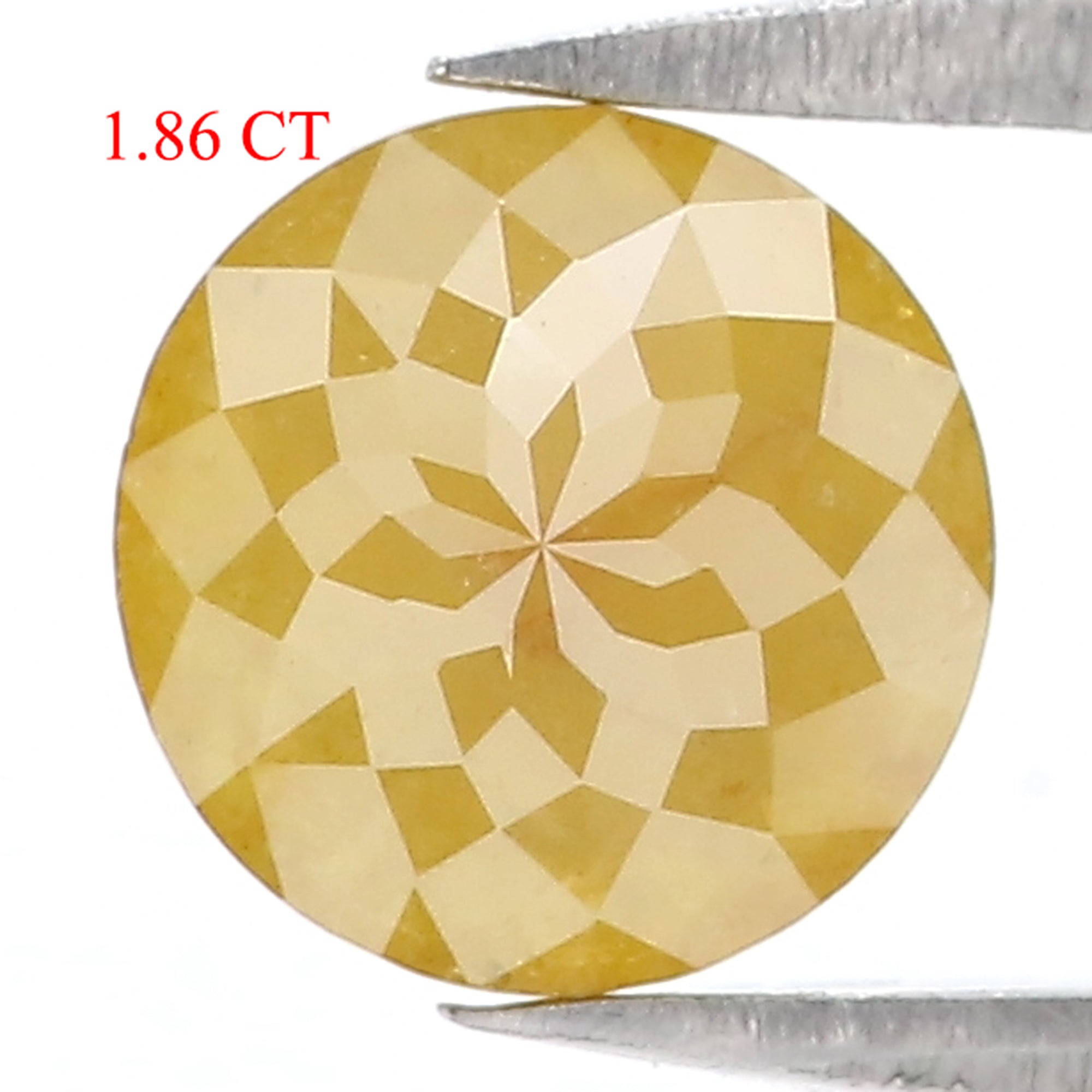 Natural Loose Rose Cut Yellow Color Diamond 1.86 CT 7.40 MM Round Rose Cut Shape Diamond KR1994