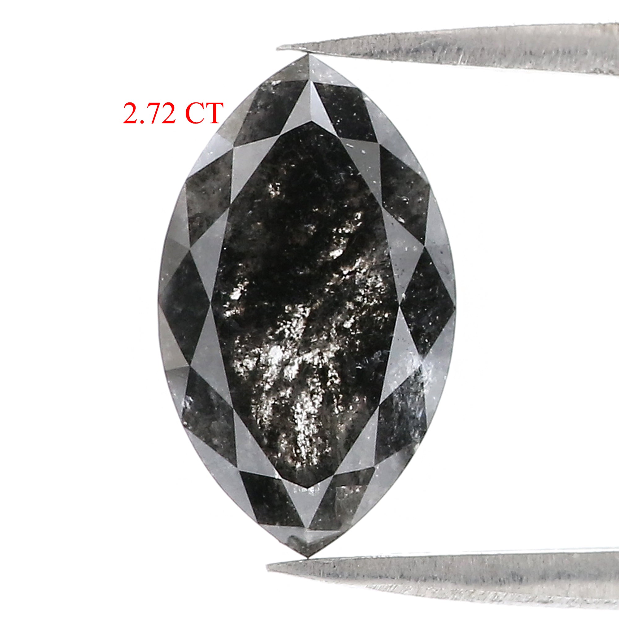 2.72 CT Natural Loose Marquise Shape Diamond Salt And Pepper Marquise Cut Diamond 12.85 MM Black Grey Color Marquise Rose Cut Diamond LC74