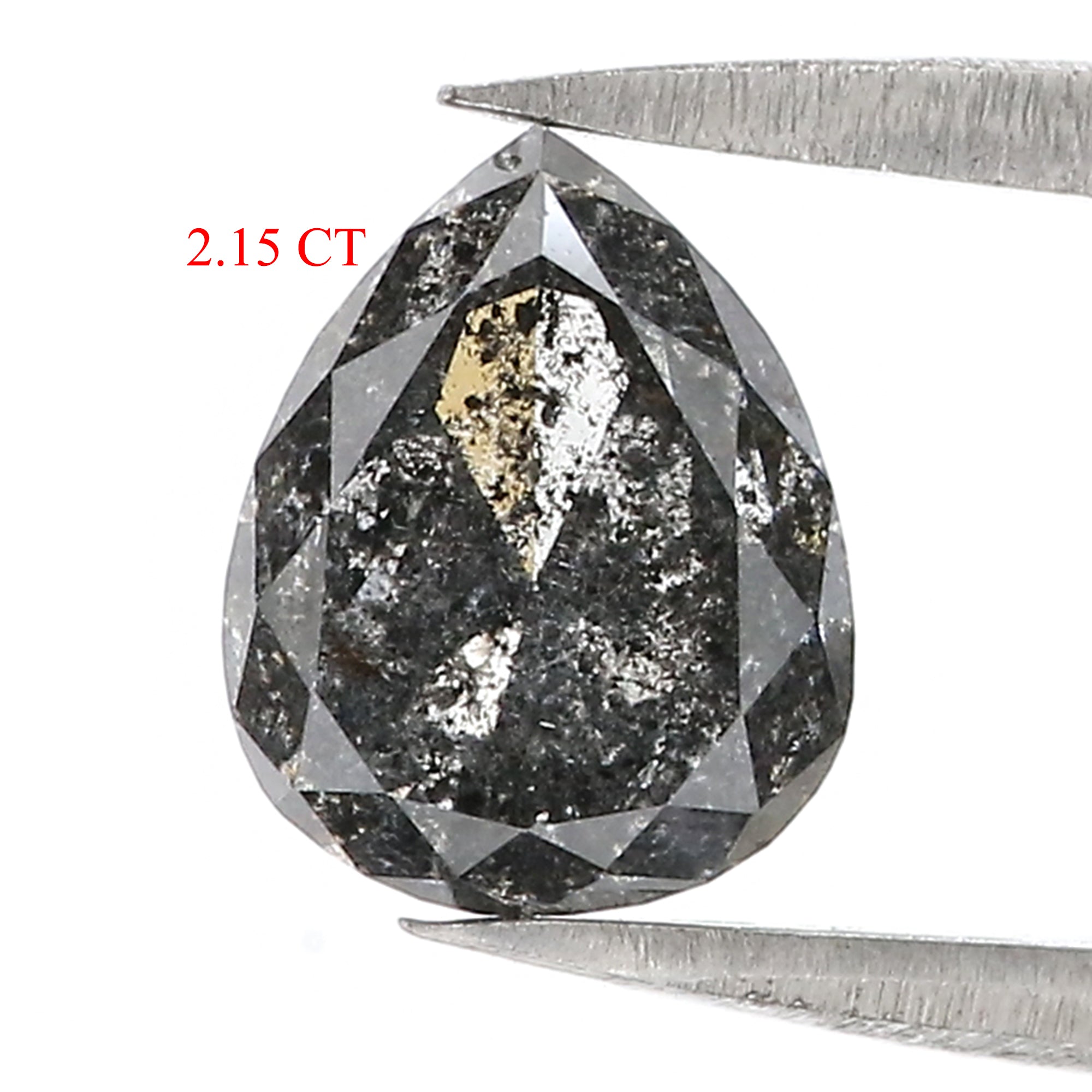 2.15 CT Natural Loose Pear Shape Diamond Salt And Pepper Pear Cut Diamond 8.50 MM Natural Loose Black Grey Color Pear Rose Cut Diamond LC56