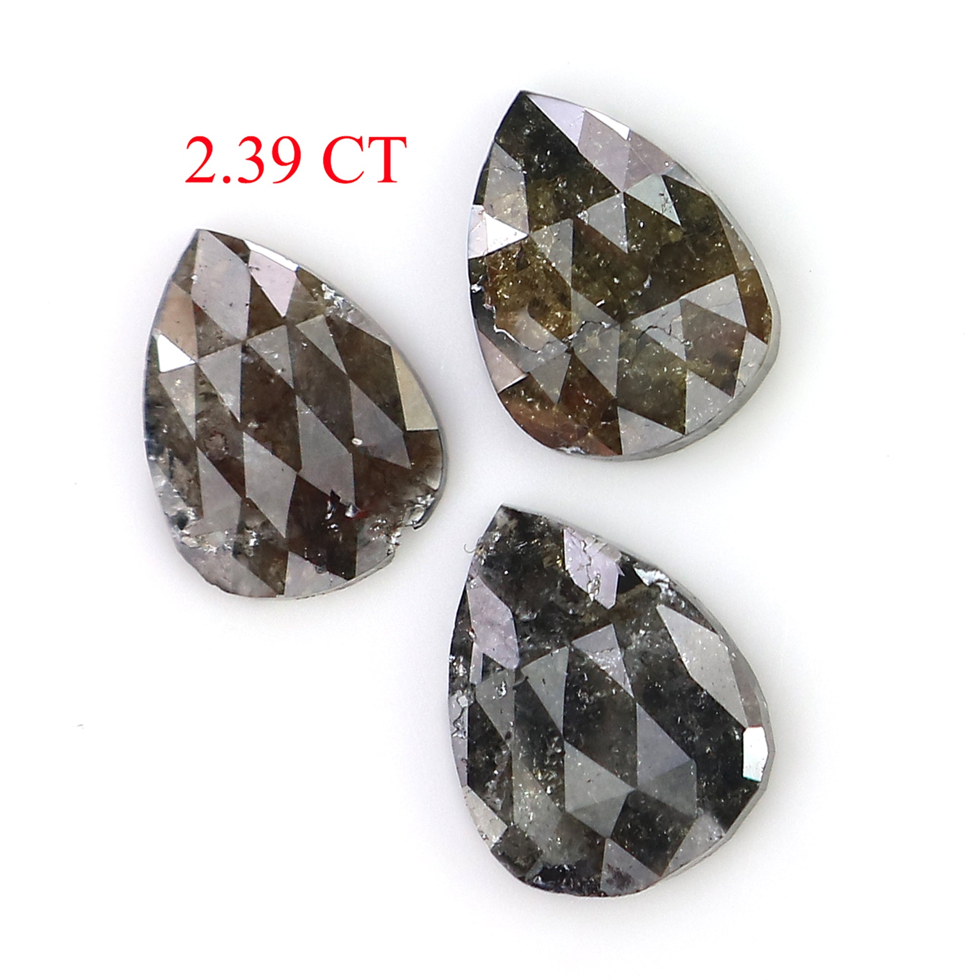 2.39 CT Natural Loose Pear Shape Diamond Black Color Pear Cut Diamond 8.05 MM Natural Loose Grey Color Diamond Pear Rose Cut Diamond LQ3174