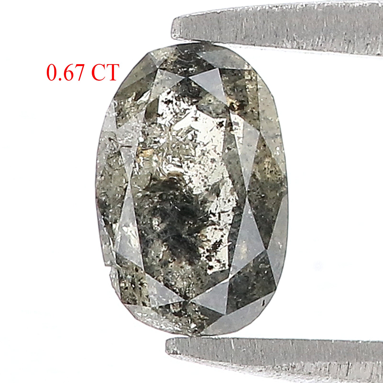 Natural Loose Oval Salt And Pepper Diamond Black Grey Color 0.67 CT 6.95 MM Oval Shape Rose Cut Diamond KR2272