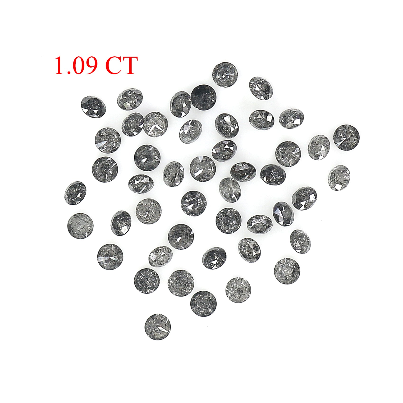 1.09 CT Natural Loose Round Shape Diamond Salt And Pepper Round Diamond 1.70 MM Natural Black Grey Color Round Brilliant Cut Diamond LQ9868