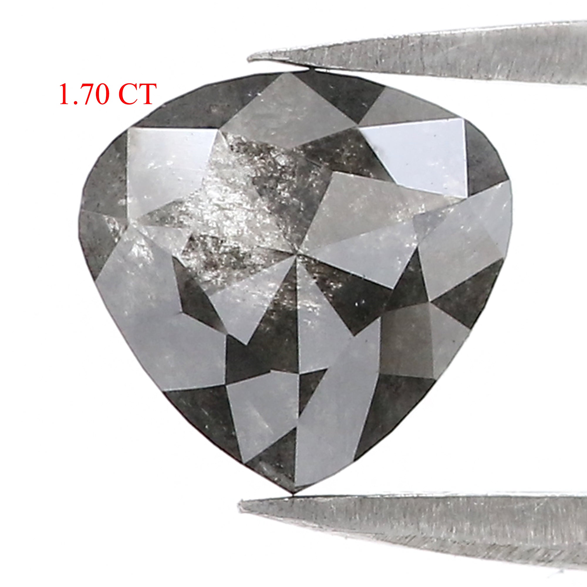 1.70 Ct Natural Loose Heart Shape Diamond Salt And Pepper Heart Cut Diamond 7.90 MM Natural Black Grey Diamond Heart Rose Cut Diamond QL3096