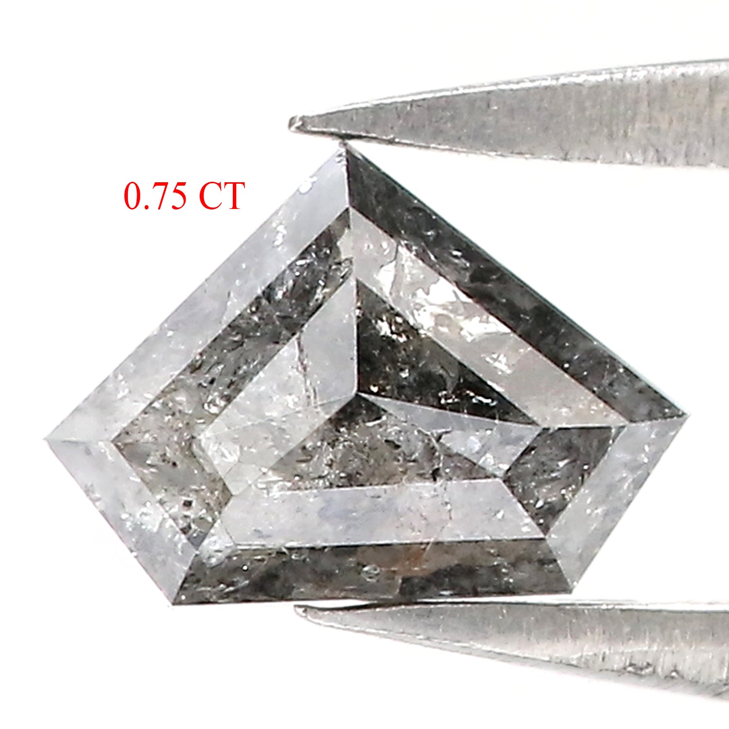 0.75 Ct Natural Loose Shield Shape Diamond Salt And Pepper Shield Cut Diamond 5.30 MM Black Gray Color Shield Shape Rose Cut Diamond QL9852