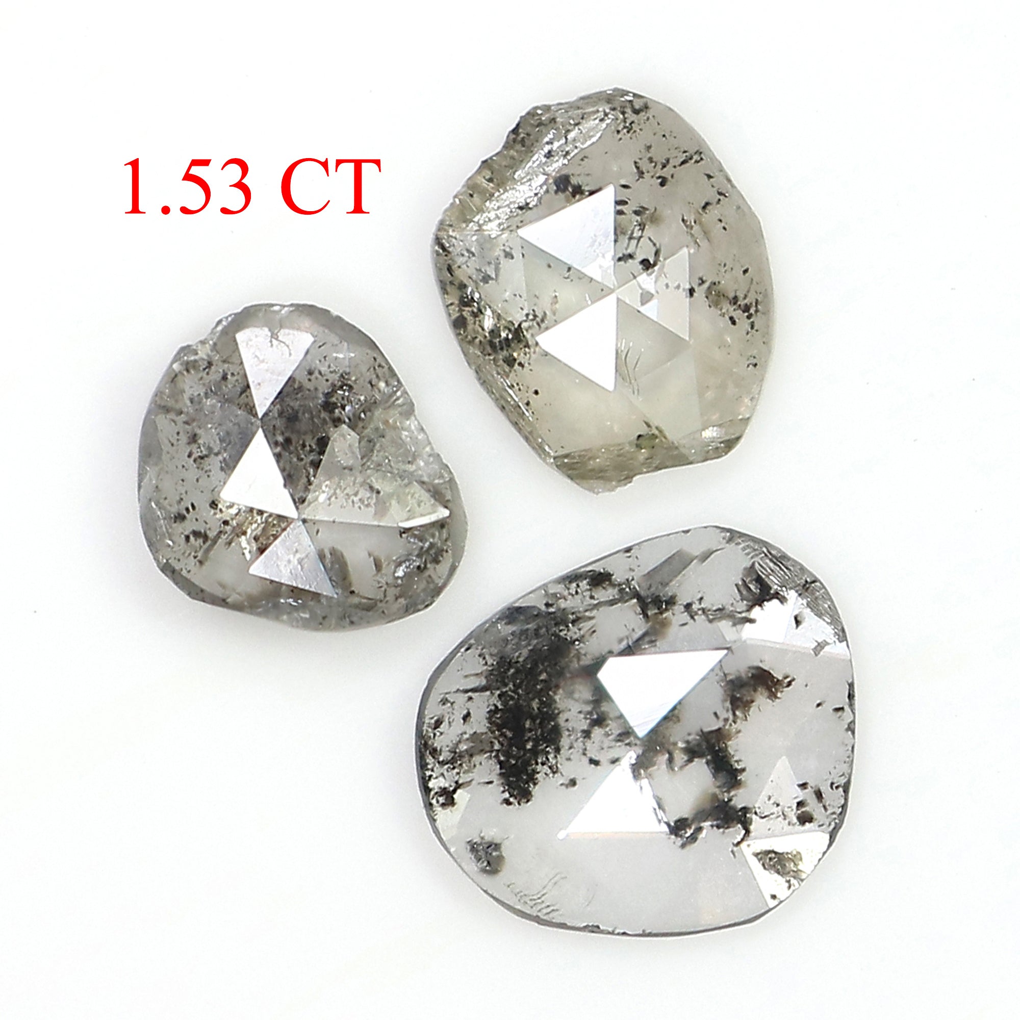 1.53 Ct Natural Loose Slice Cut Diamond Salt And Pepper Uncut Diamond 7.95 MM Natural Diamond Black Grey Color Irregular Cut Diamond LQ3151