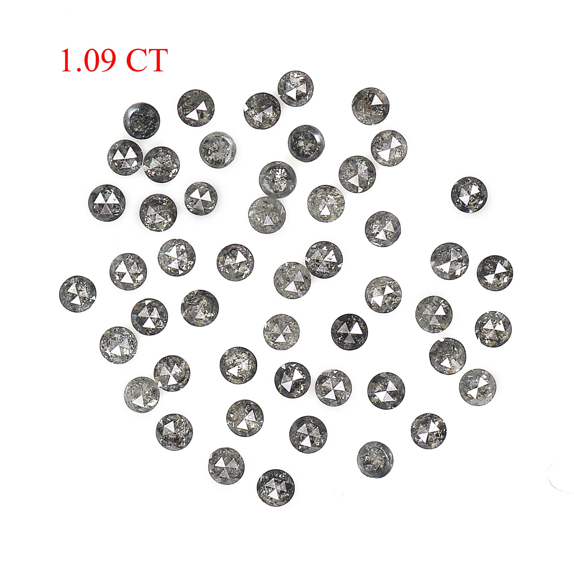 1.09 Ct Natural Loose Round Rose Cut Diamond Salt And Pepper Round Diamond 1.60 MM Natural Black Grey Color Round Rose Cut Diamond LQ1820