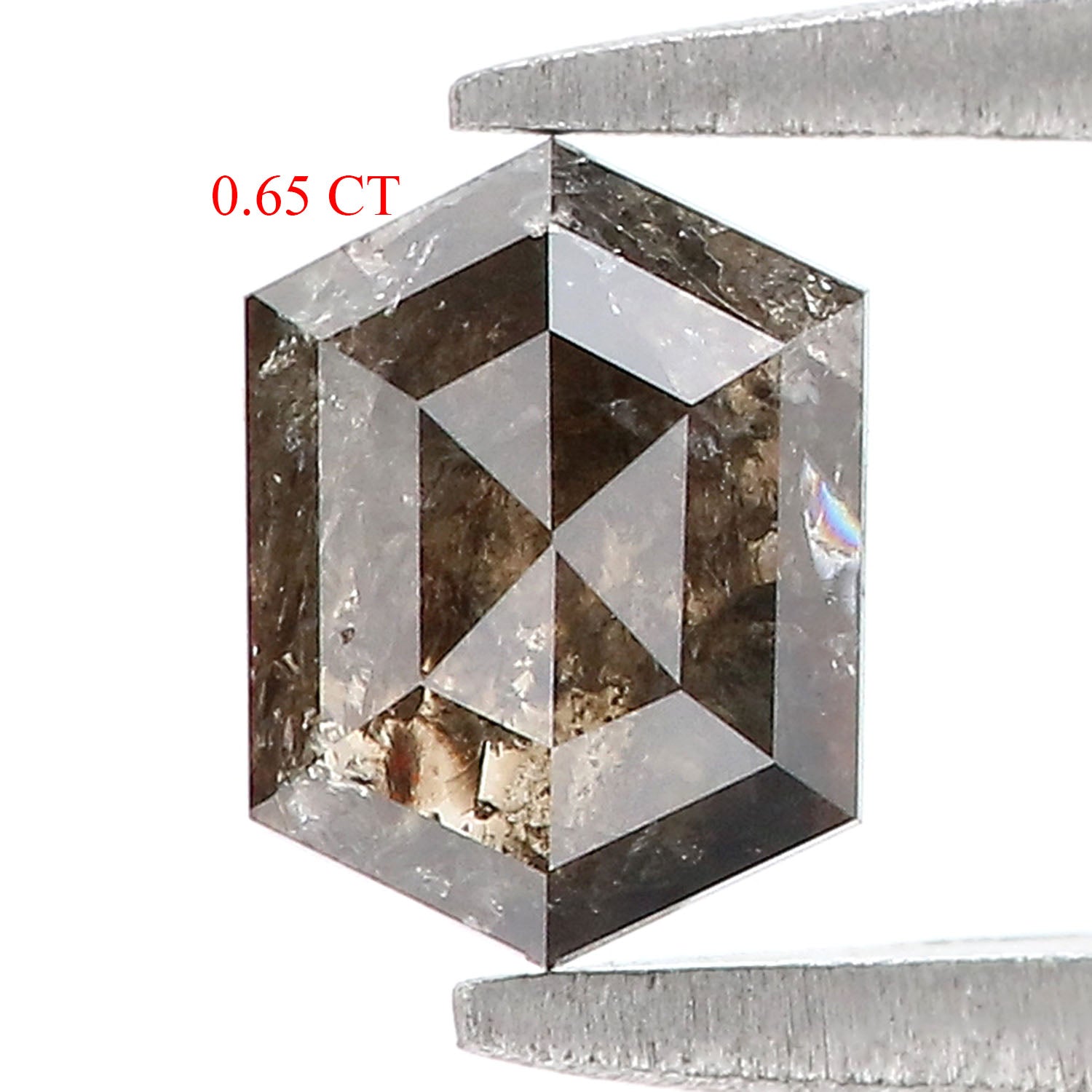 0.65 Ct Natural Loose Hexagon Shape Diamond Black Brown Color Hexagon Diamond 6.30 MM Natural Loose Diamond Hexagon Shape Diamond QK2330