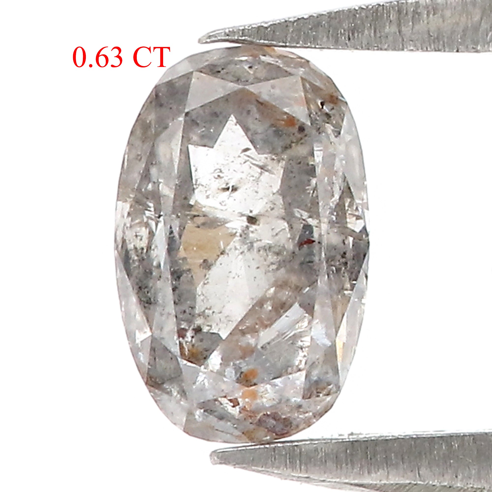 0.63 CT Natural Loose Oval Shape Diamond Salt And Pepper Oval Rose Cut Diamond 6.25 MM Natural Loose Grey Color Oval Rose Cut Diamond QL8937