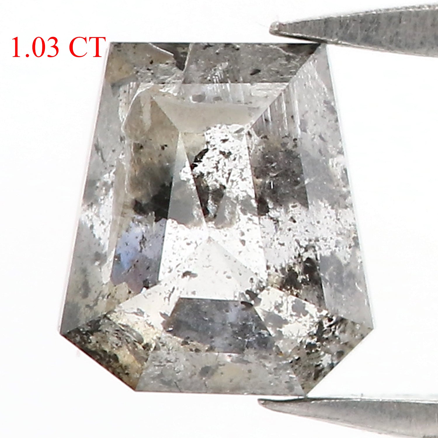 1.03 CT Natural Loose Coffin Shape Diamond Salt And Pepper Coffin Shape Diamond 6.30 MM Black Grey Color Coffin Rose Cut Diamond QL7466