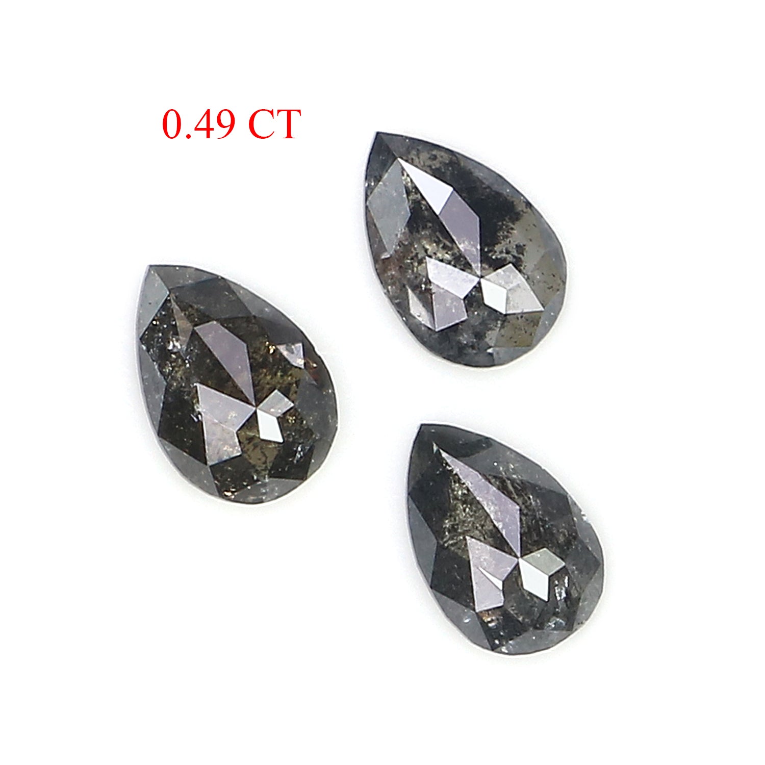 0.49 CT Natural Loose Pear Shape Diamond Salt And Pepper Pear Diamond 4.45 MM Natural Loose Black Grey Color Pear Rose Cut Diamond LQ2829