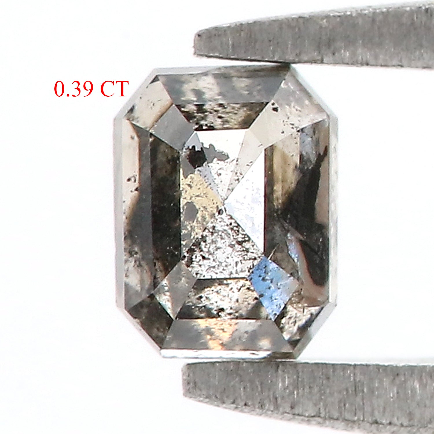 0.39 CT Natural Loose Emerald Shape Diamond Salt And Pepper Emerald Shape Diamond 4.55 MM Black Grey Color Emerald Rose Cut Diamond QL239