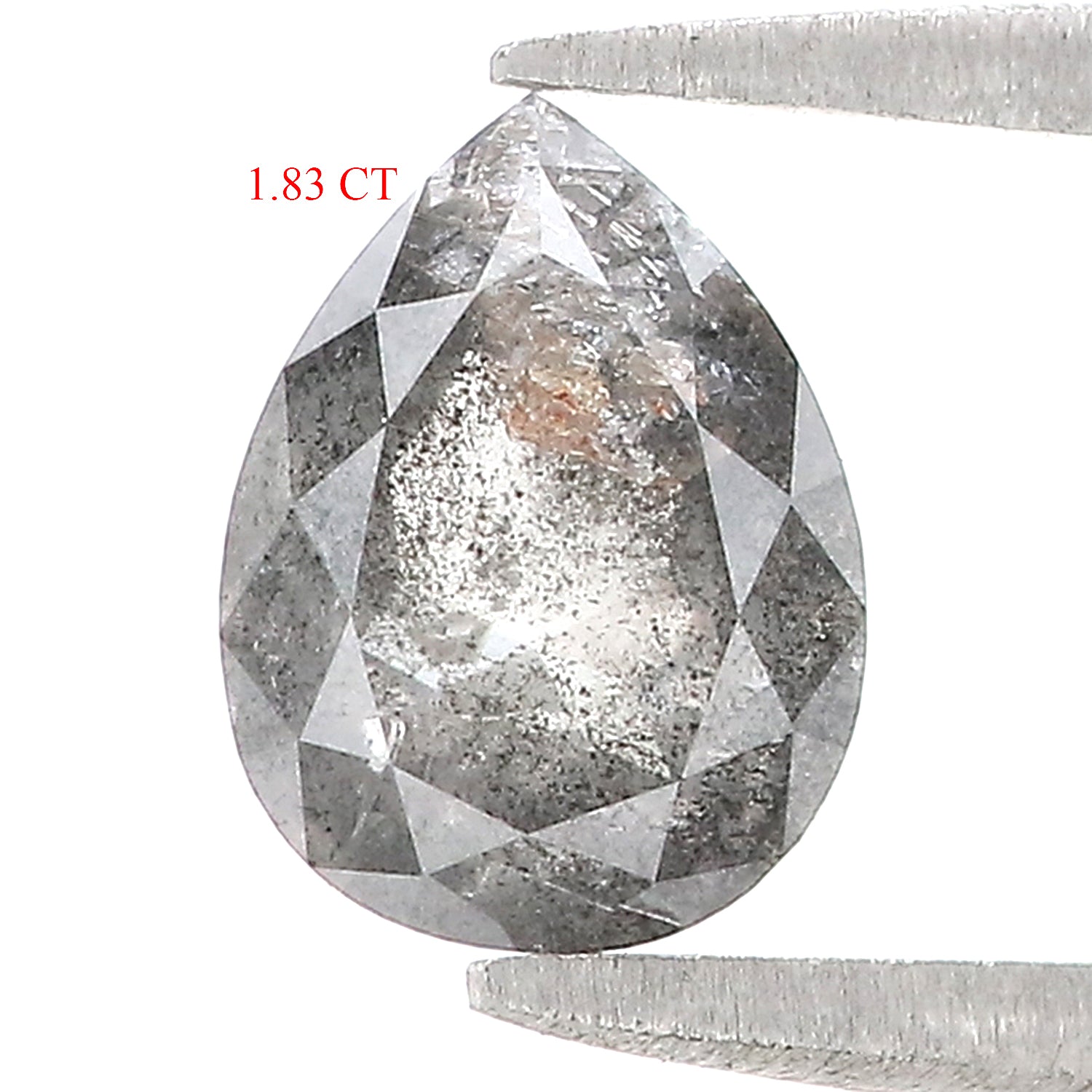 1.83 CT Natural Loose Pear Shape Diamond Salt And Pepper Pear Cut Diamond 8.80 MM Natural Black Grey Color Pear Rose Cut Diamond LQ3299