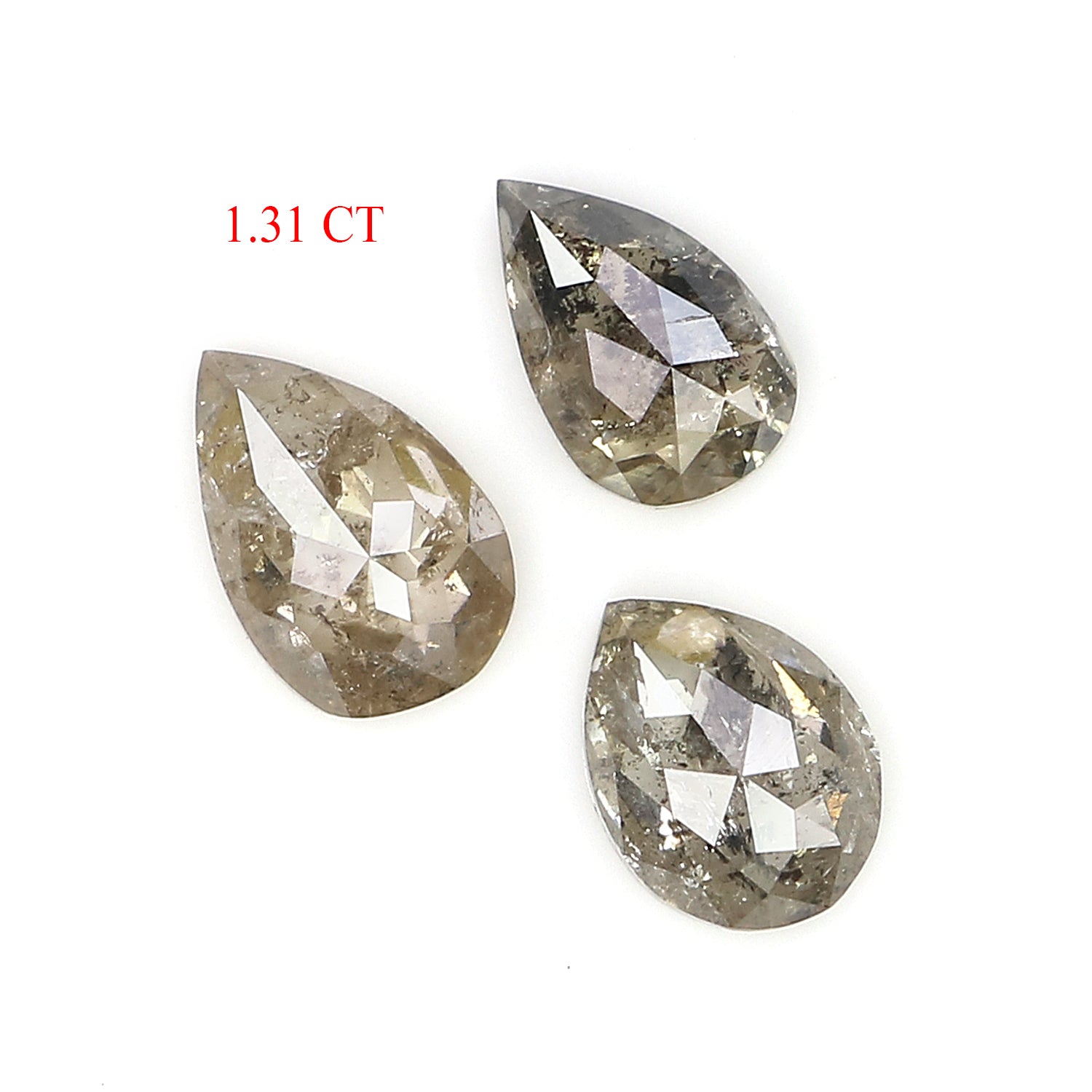 1.31 CT Natural Loose Pear Shape Diamond Salt And Pepper Pear Diamond 5.75 MM Natural Loose Black Grey Color Pear Rose Cut Diamond LQ2079