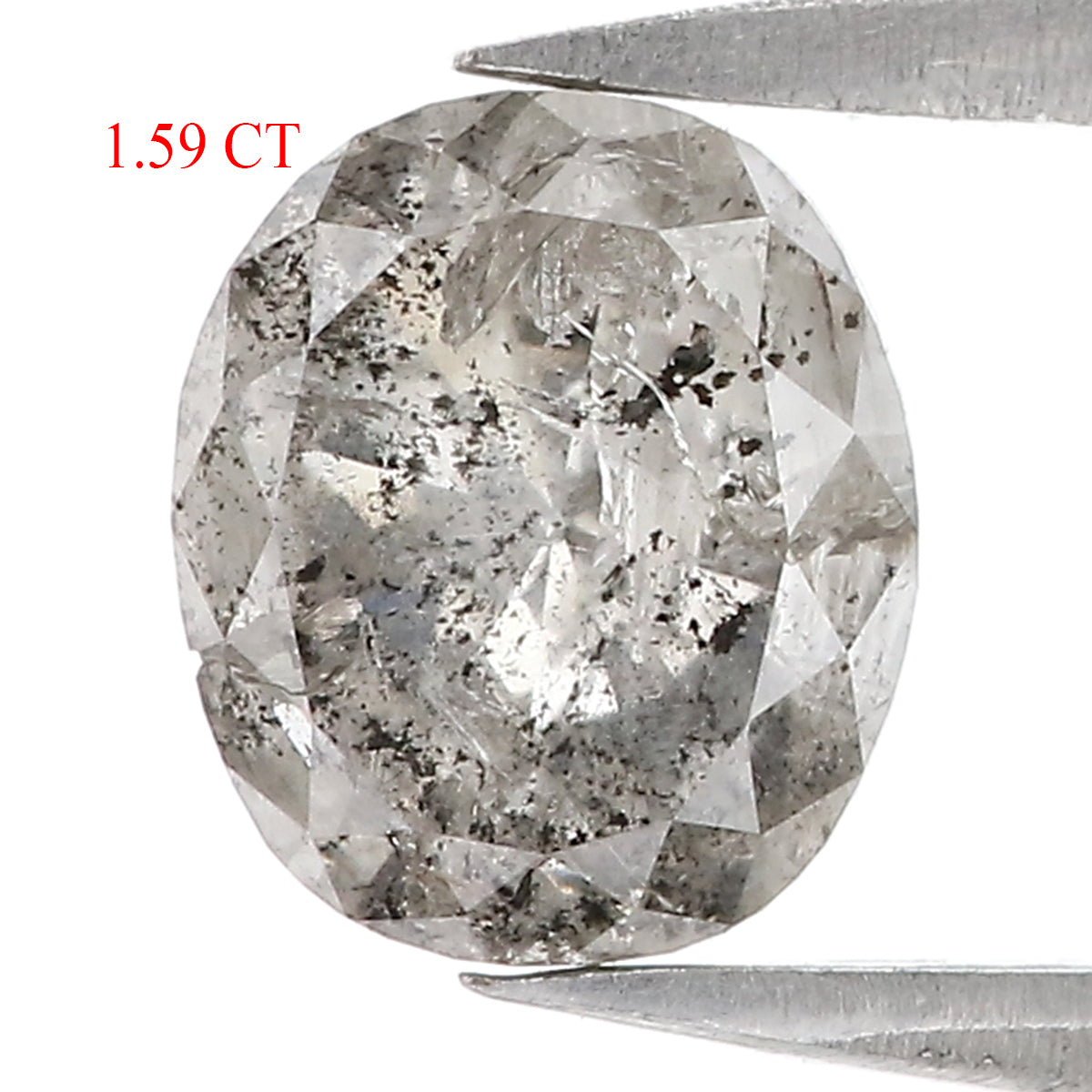 1.59 Ct Natural Loose Oval Shape Diamond Salt And Pepper Oval Cut Diamond 7.25 MM Natural Loose Black Grey Color Oval Rose Cut Diamond LC41