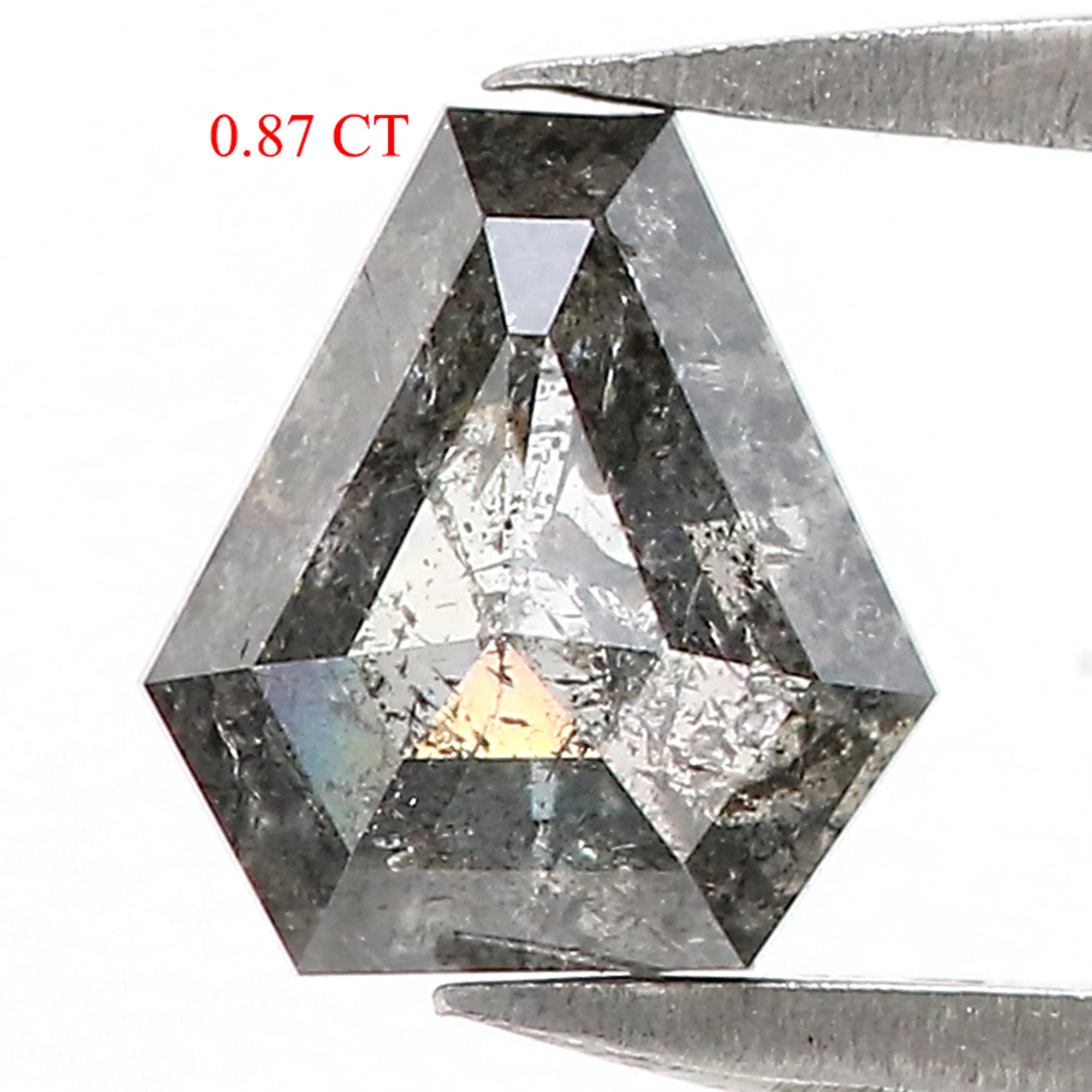 0.87 CT Natural Loose Coffin Shape Diamond Salt And Pepper Coffin Shape Diamond 6.40 MM Black Grey Color Coffin Rose Cut Diamond QL7838