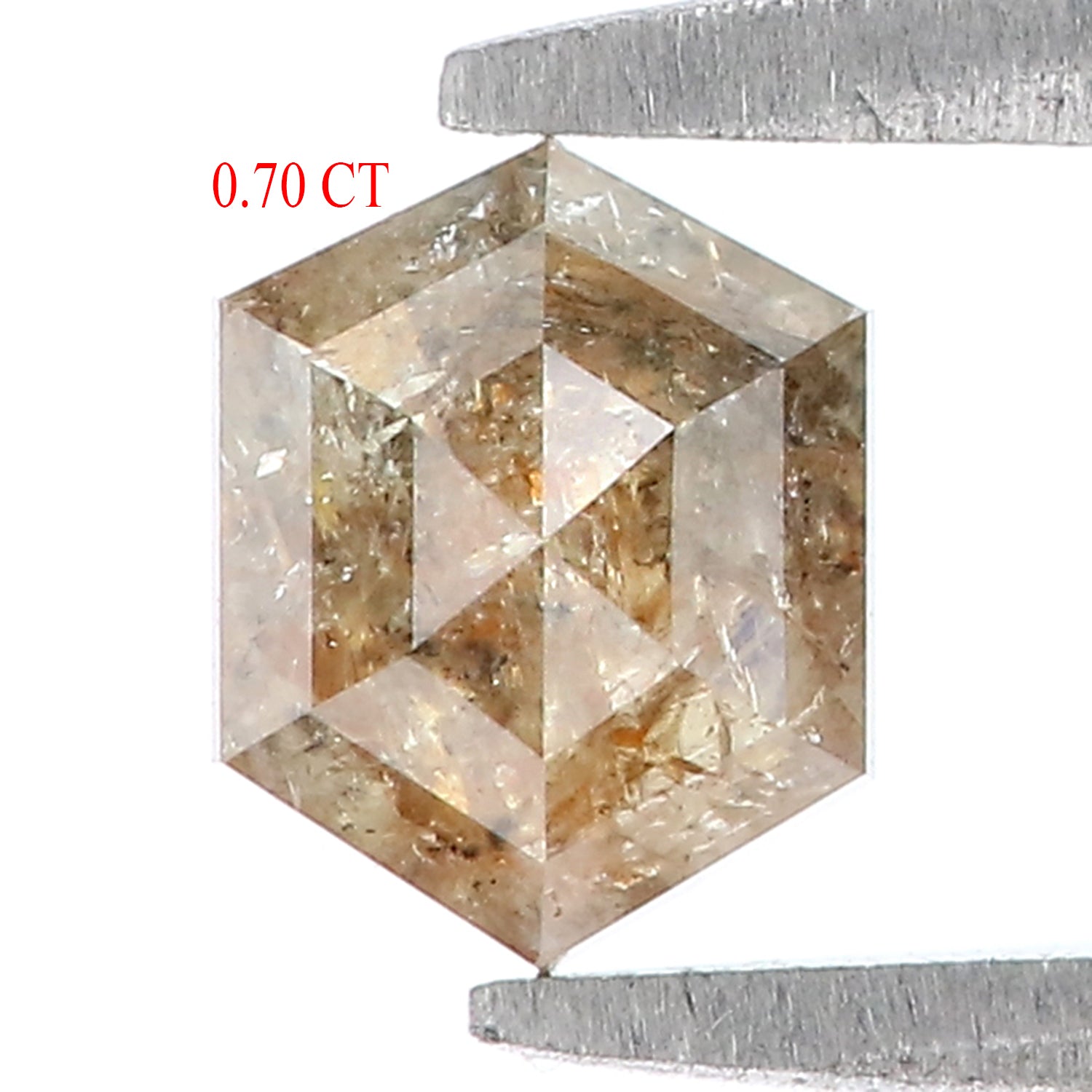 0.70 Ct Natural Loose Hexagon Shape Diamond Brown Color Hexagon Cut Diamond 5.70 MM Natural Salt And Pepper Hexagon Rose Cut Diamond QL9362