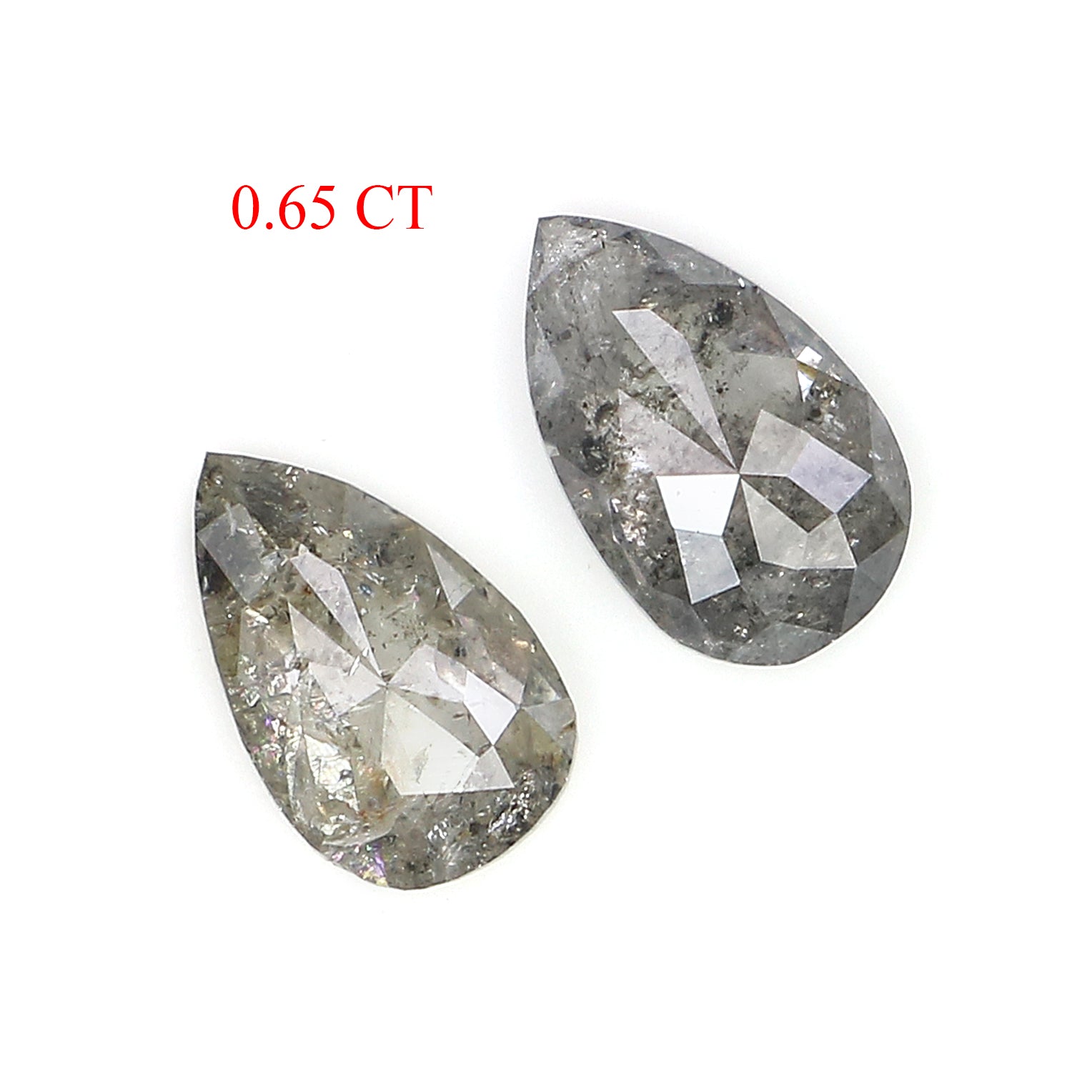 0.69 CT Natural Loose Pear Cut Pair Diamond Salt And Pepper Pear Shape Diamond 5.85 MM Natural Black Grey Color Pear Rose Cut Diamond LQ272