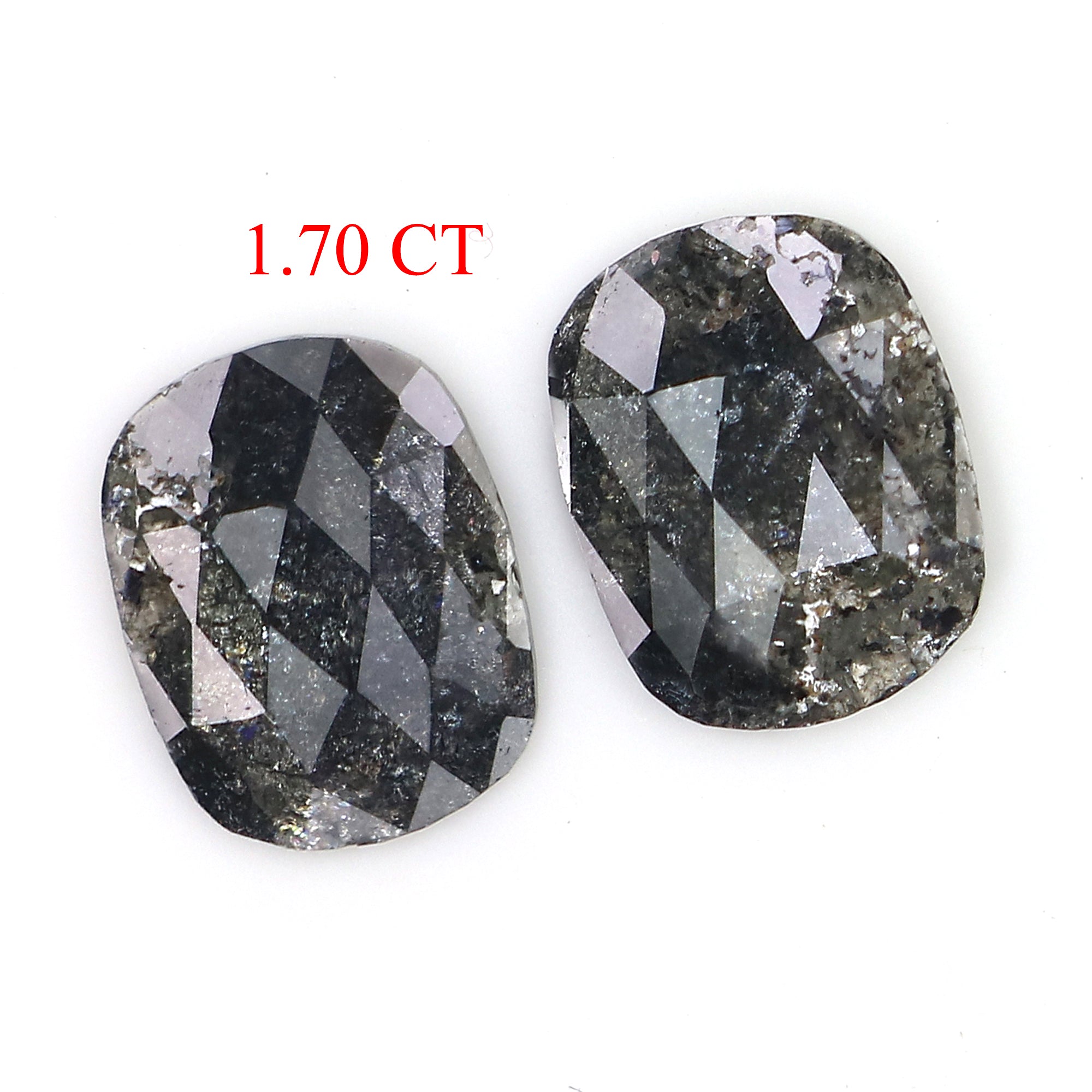 1.70 CT Natural Loose Oval Cut Pair Diamond Salt And Pepper Oval Shape Diamond 8.90 MM Natural Black Grey Oval Rose Cut Diamond LQ3167