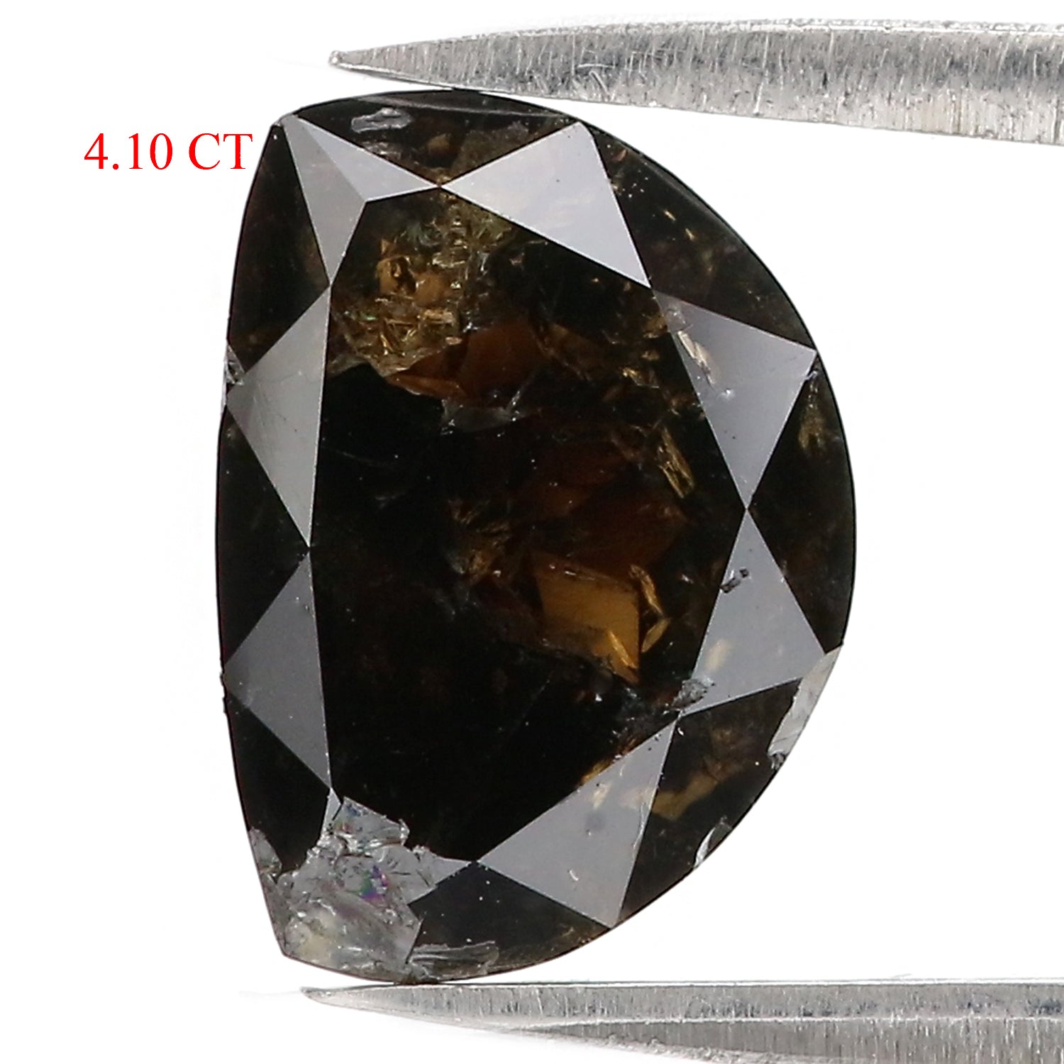 4.10 CT Natural Loose Half Moon Shape Diamond Black Color Half Moon Diamond 11.30 MM Natural Black Color Half Moon Rose Cut Diamond QL9053