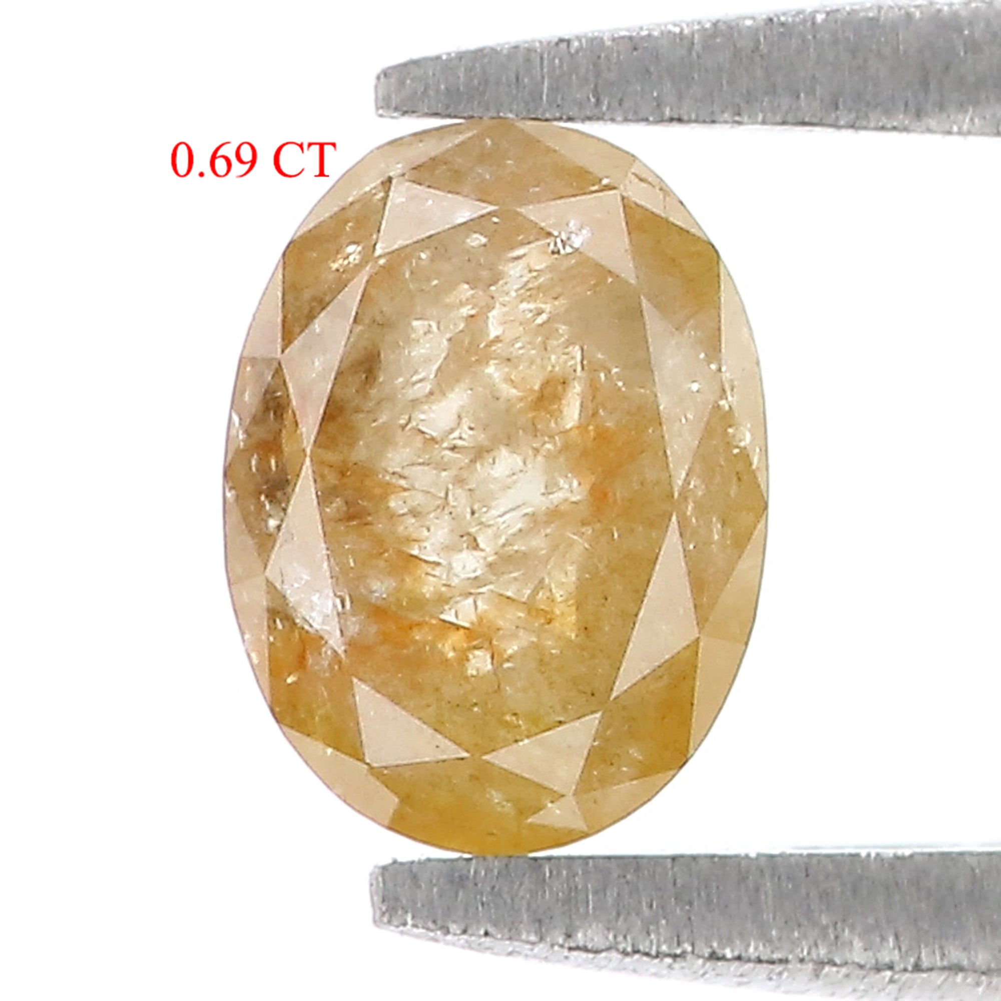 0.69 CT Natural Loose Oval Shape Diamond Yellow Color Oval Cut Diamond 6.45 MM Natural Loose Yellow Diamond Oval Rose Cut Diamond QK2299