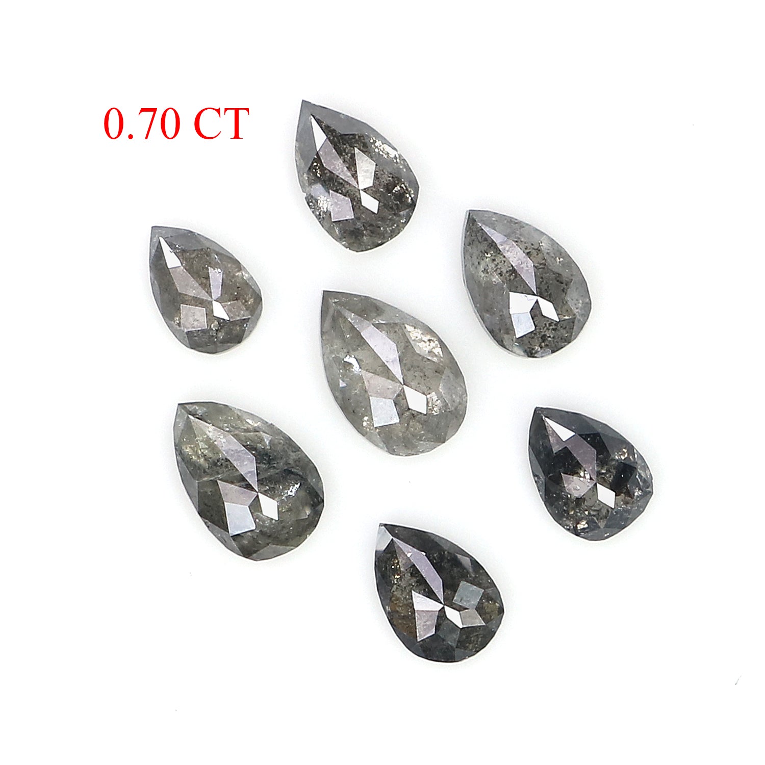 0.73 CT Natural Loose Pear Shape Diamond Salt And Pepper Pear Diamond 4.05 MM Natural Loose Black Grey Color Pear Rose Cut Diamond LQ2906