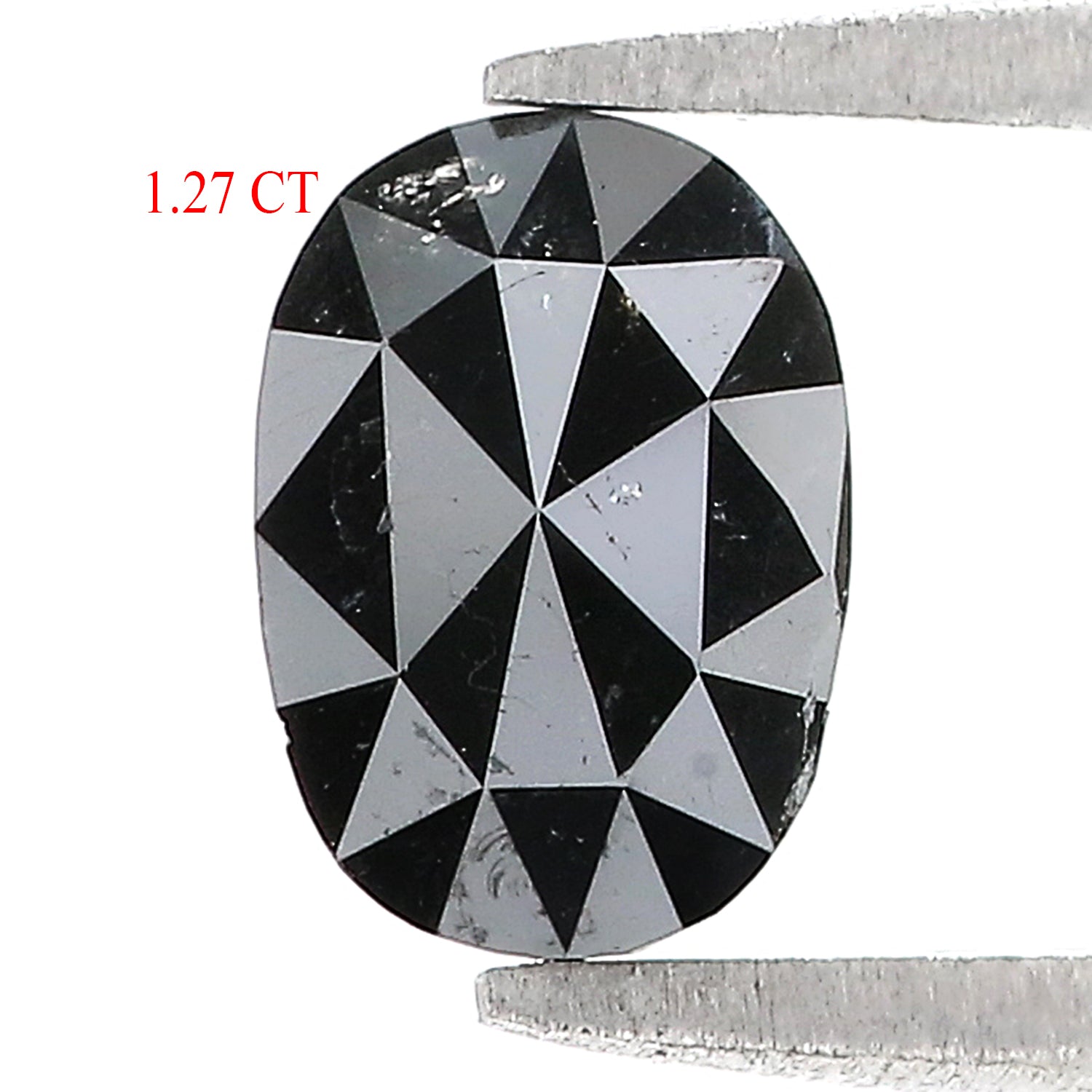 1.27 CT Natural Loose Oval Shape Diamond Black Color Oval Cut Diamond 8.10 MM Natural Loose Black Color Diamond Oval Rose Cut Diamond KQ1845