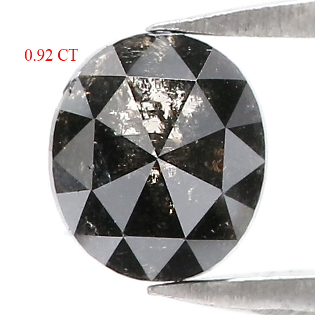 0.92 Natural Loose Oval Shape Diamond Salt And Pepper Oval Diamond 5.95 MM Natural Diamond Black Grey Color Oval Rose Cut Diamond QL3080