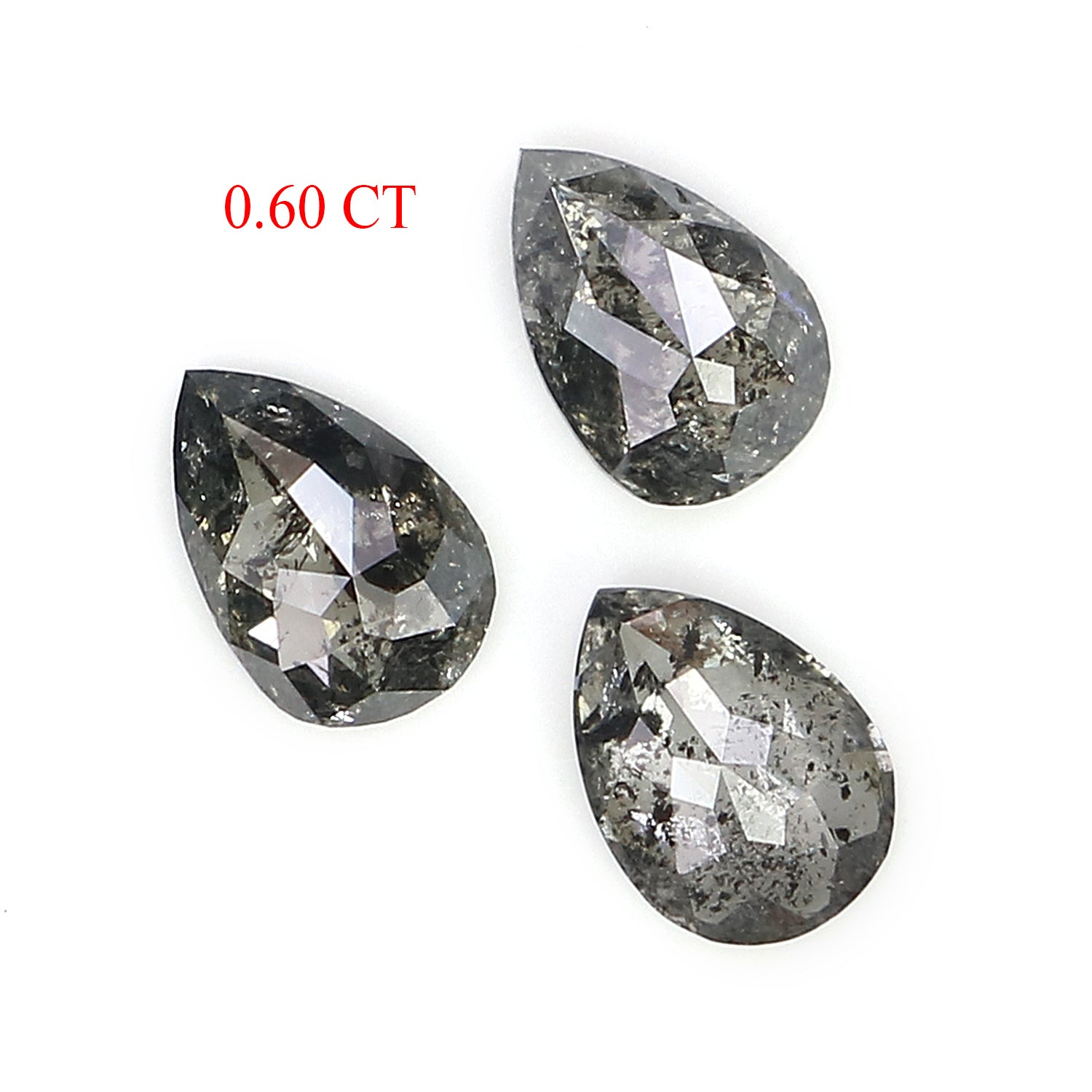 0.60 CT Natural Loose Pear Shape Diamond Salt And Pepper Pear Diamond 4.65 MM Natural Loose Black Grey Color Pear Rose Cut Diamond LQ2828