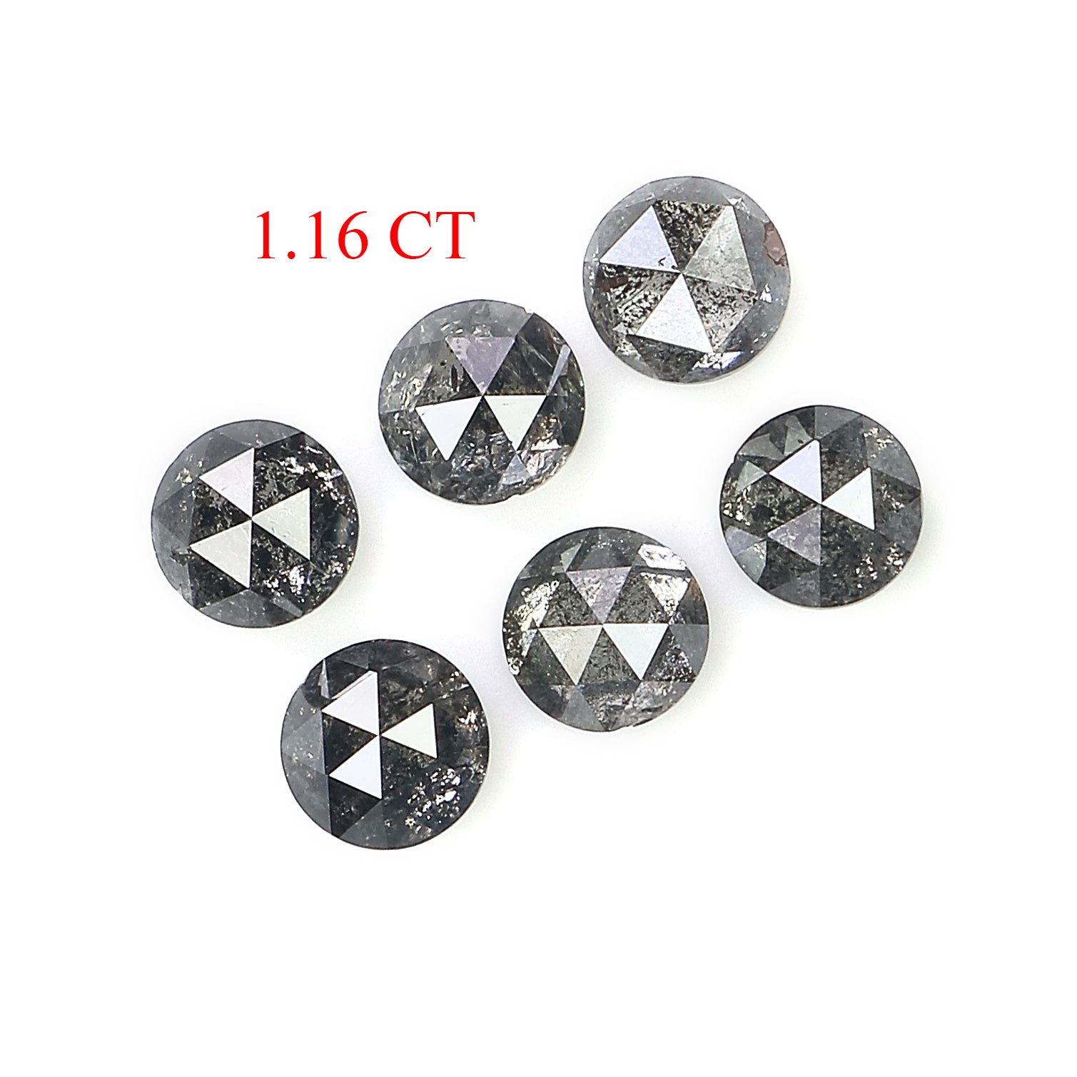 1.16 Ct Natural Loose Round Rose Cut Diamond Salt And Pepper Round Shape Diamond 3.25 MM Natural Black Grey Round Rose Cut Diamond LQ2779