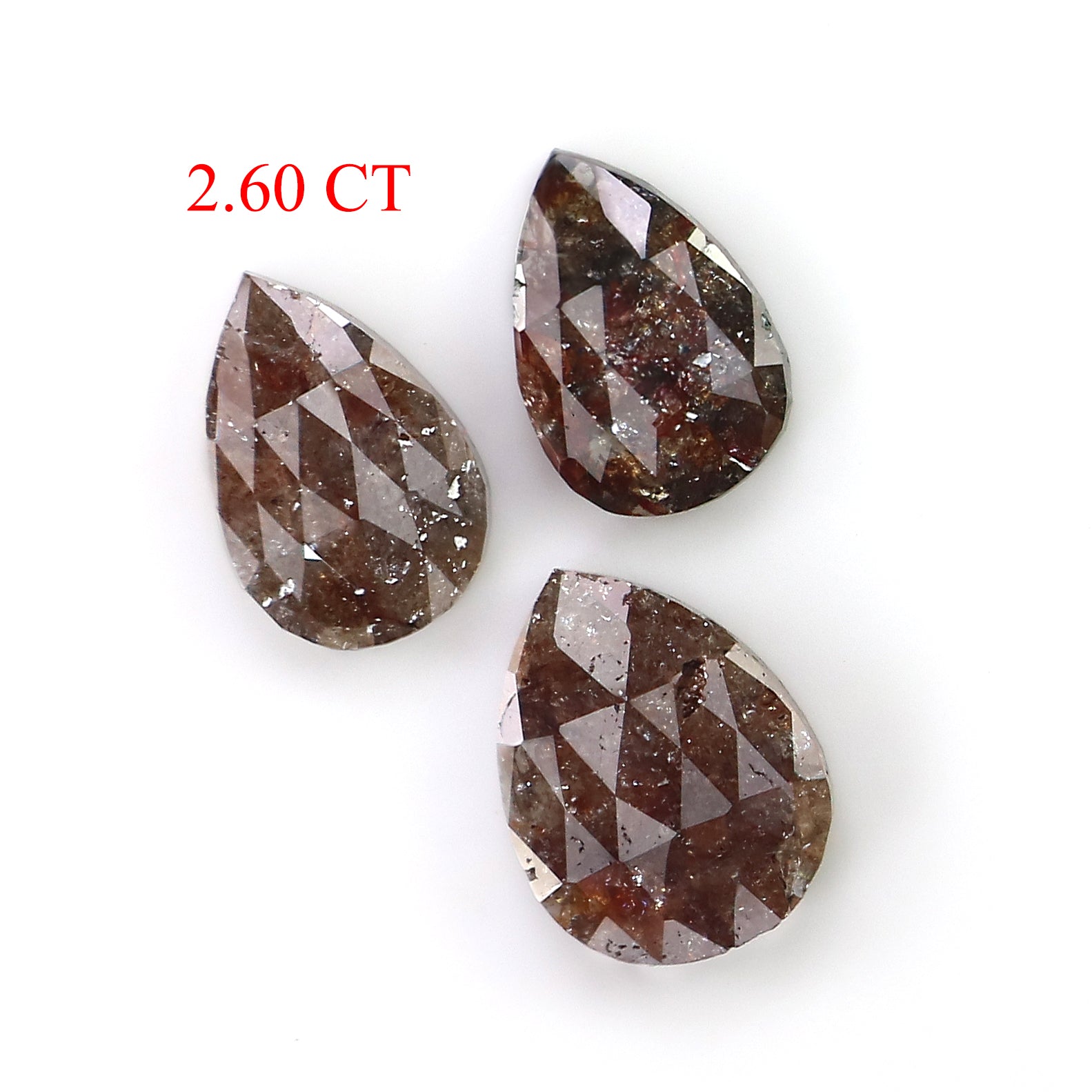 2.60 CT Natural Loose Pear Shape Diamond Brown Color Pear Cut Diamond 8.60 MM Natural Loose Brown Color Diamond Pear Rose Cut Diamond LQ3170