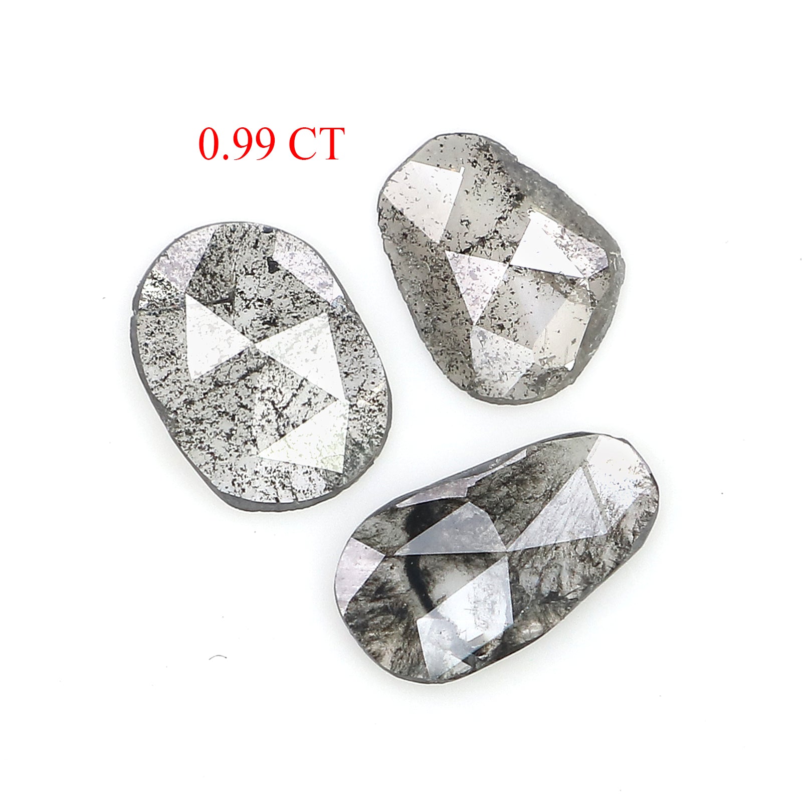 0.99 Ct Natural Loose Slice Shape Diamond Salt And Pepper Slice Cut Diamond 7.85 MM Natural Black Grey Diamond Irregular Cut Diamond LQ3156