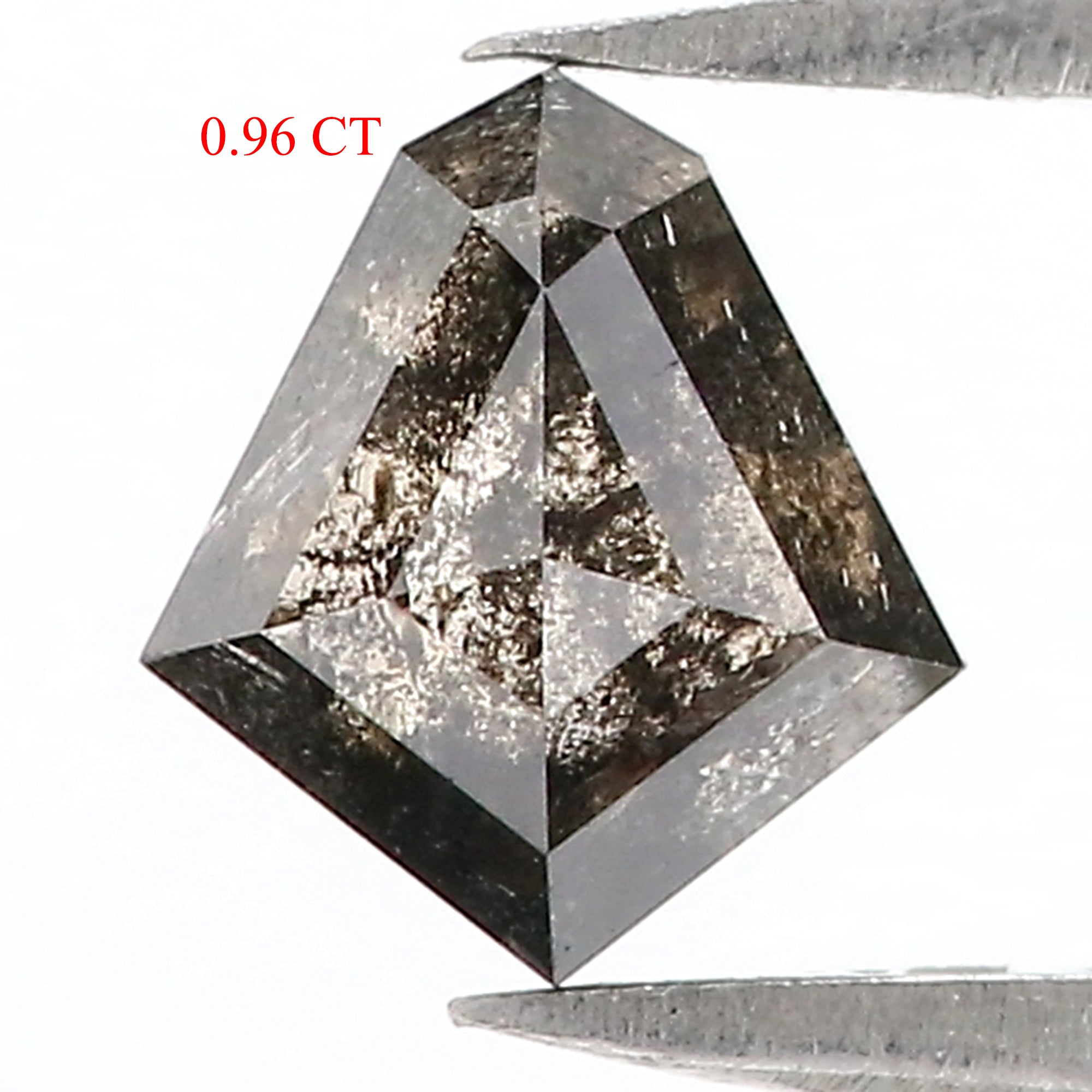 0.96 CT Natural Loose Shield Diamond Black Grey Color Diamond 7.15 MM Natural Loose Diamond Salt And Pepper Shield Rose Cut Diamond QK2040