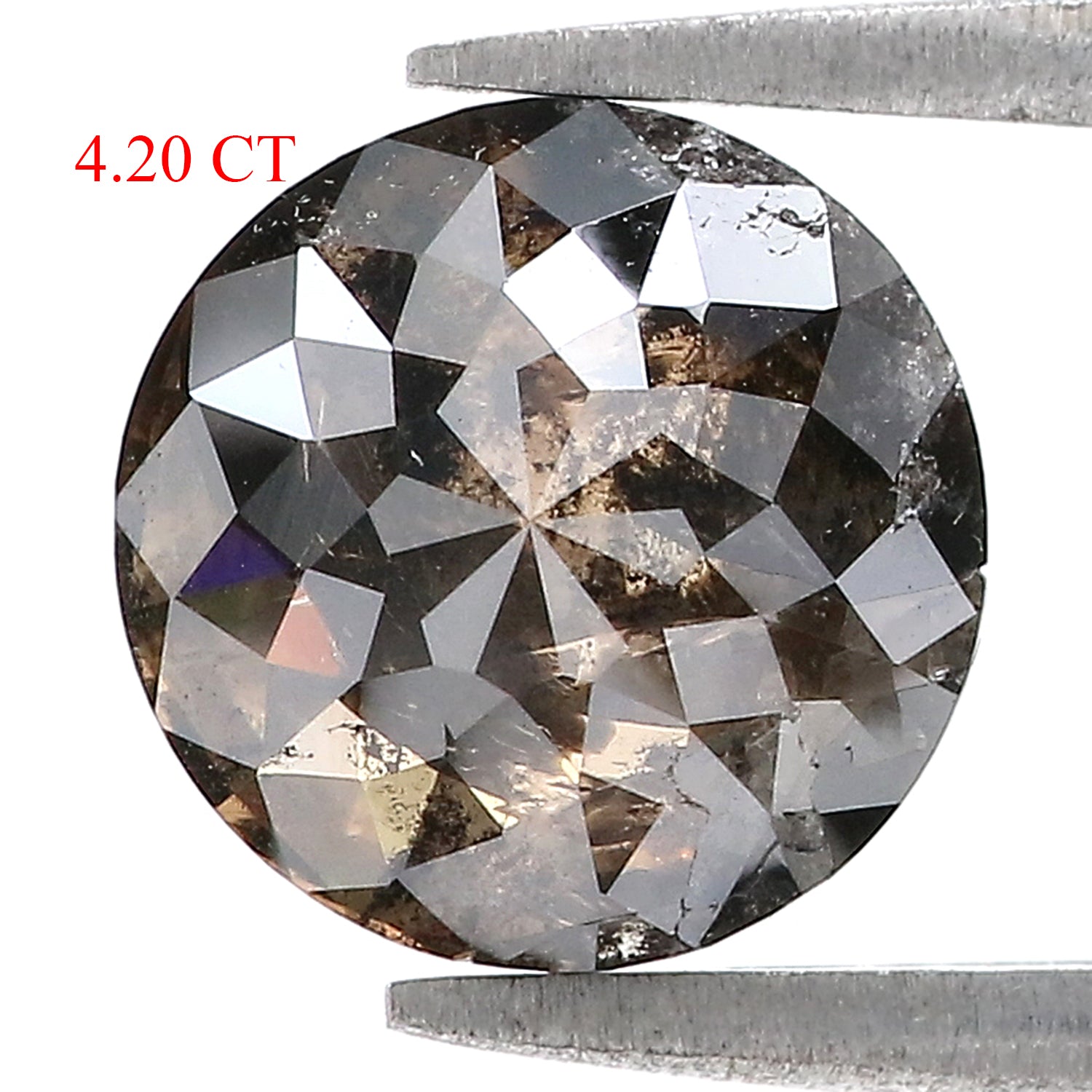 4.20 Ct Natural Loose Round Shape Diamond Salt And Pepper Diamond 9.90 MM Natural Diamond Brown Grey Color Round Rose Cut Diamond QL8509