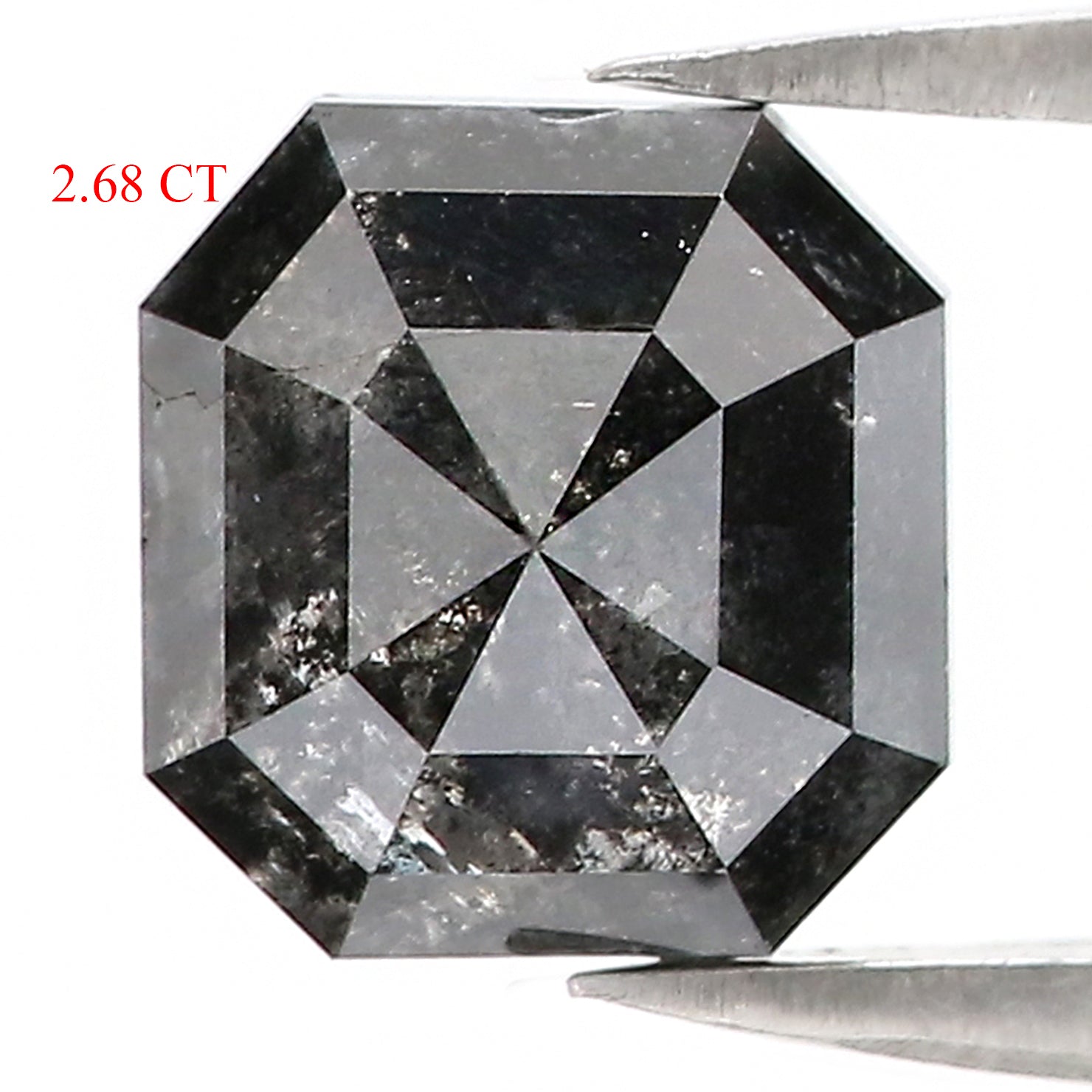 2.68 CT Natural Loose Radiant Shape Diamond Salt And Pepper Radiant Shape Diamond 8.00 MM Black Grey Color Radiant Rose Cut Diamond QL8258