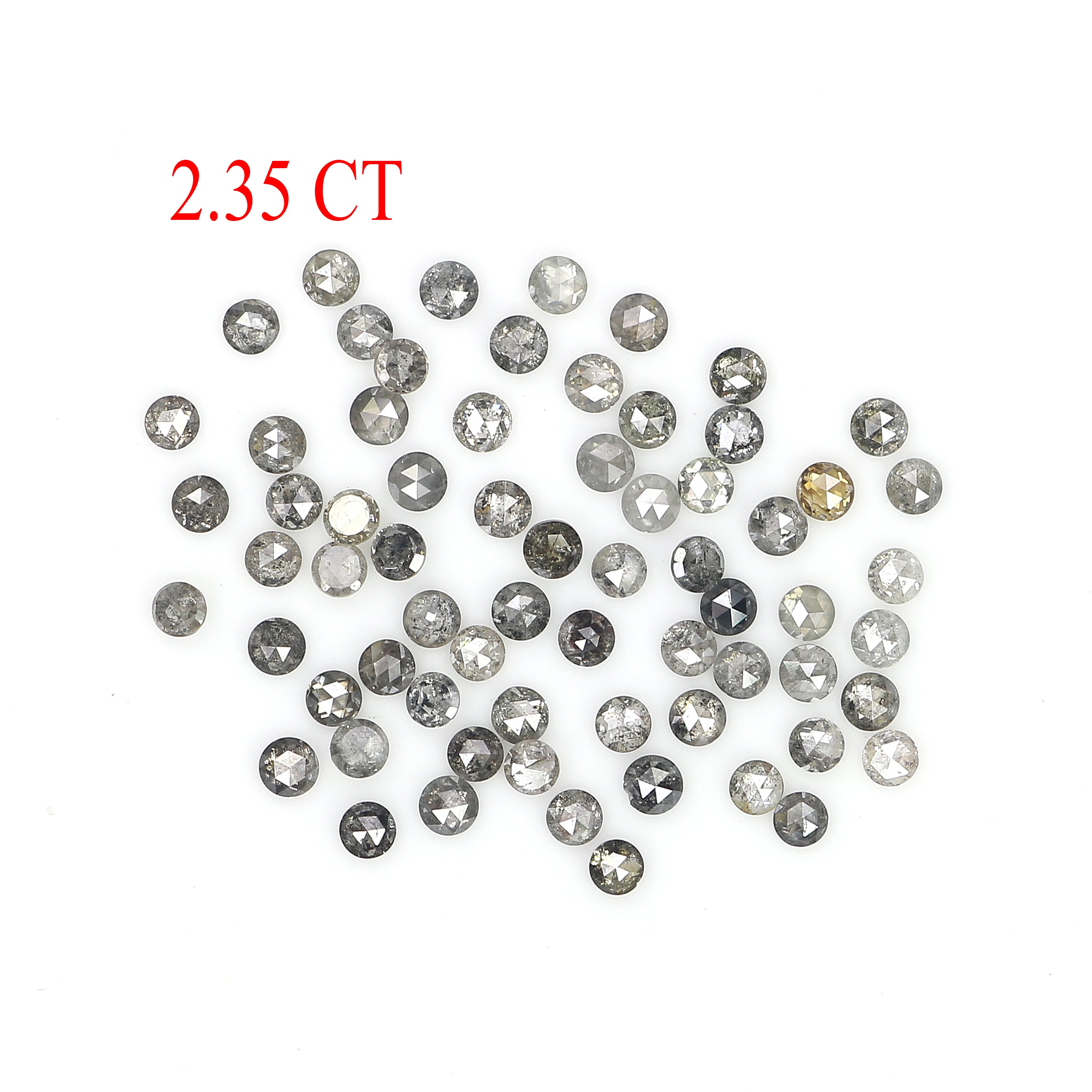 2.35 Ct Natural Loose Round Rose Cut Diamond Salt And Pepper Diamond 1.90 MM Natural Diamond Black Grey Color Round Rose Cut Diamond LQ3052