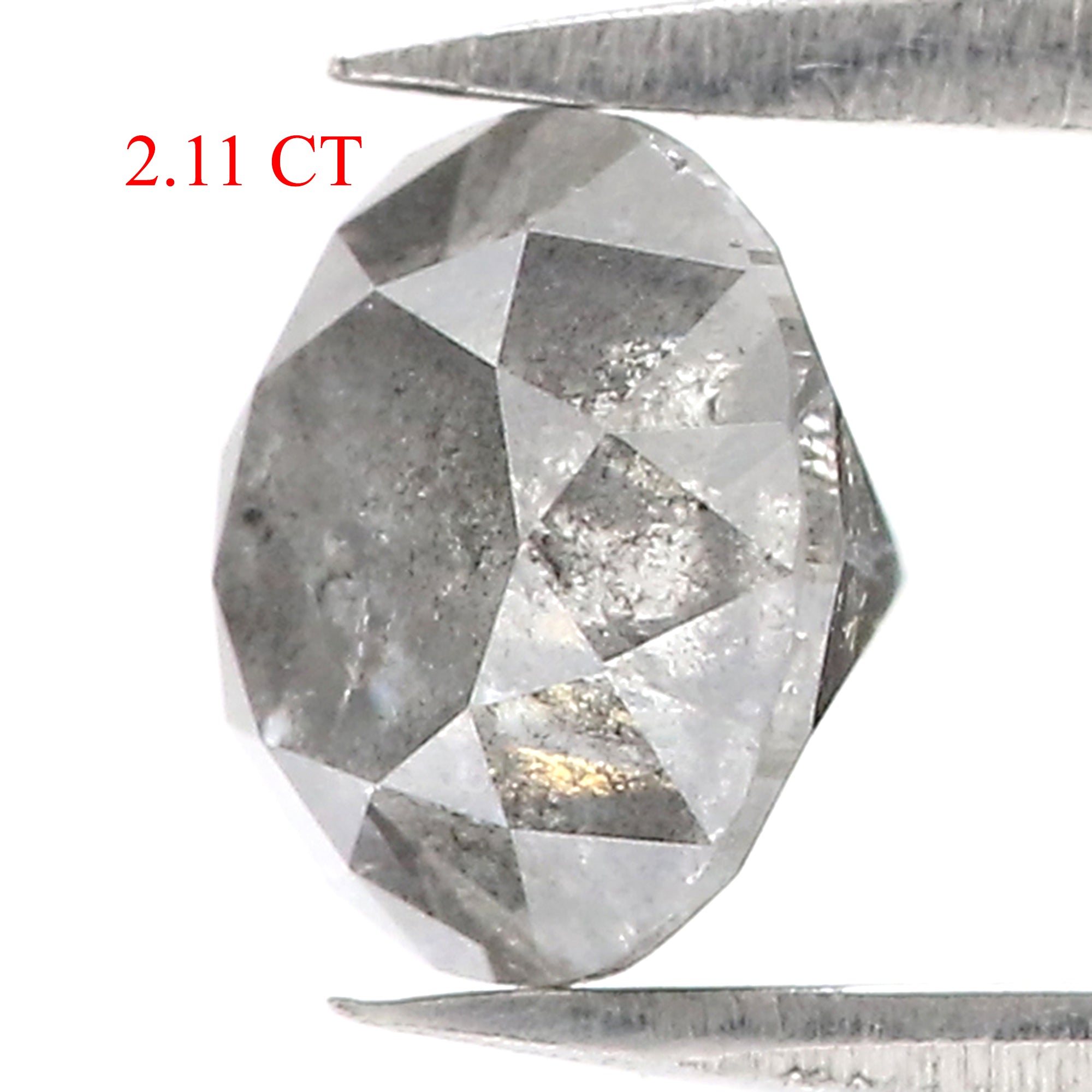 2.11 CT Natural Loose Round Shape Diamond Black Grey Color Round Cut Diamond 7.50 MM Salt And Pepper Round Brilliant Cut Diamond QK1991