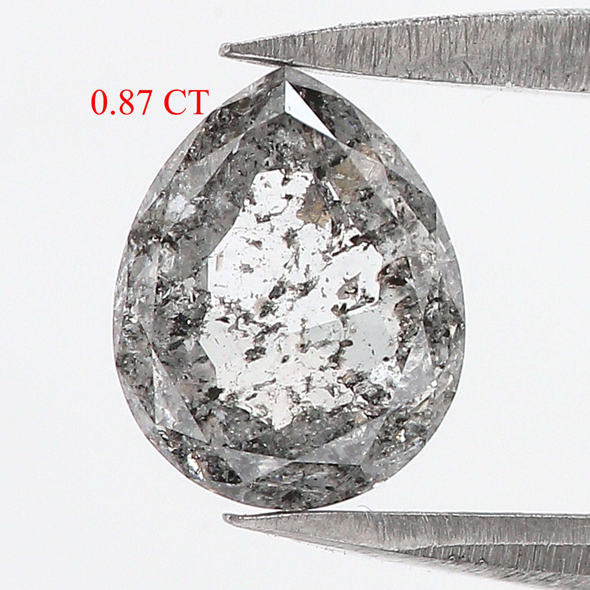 0.87 CT Natural Loose Pear Shape Diamond Salt And Pepper Pear Cut Diamond 7.25 MM Natural Loose Black Grey Color Pear Rose Cut Diamond LC47