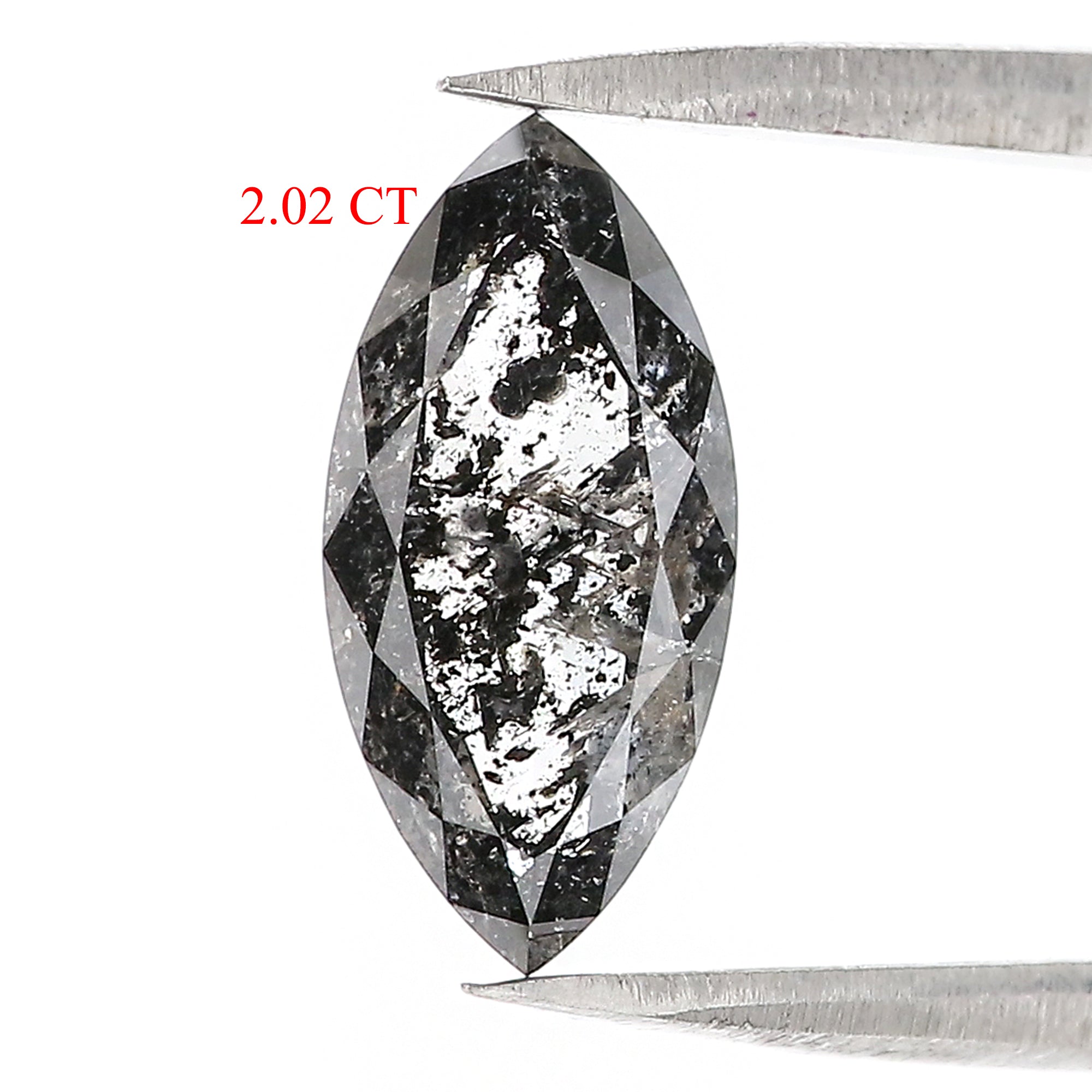 2.02 CT Natural Loose Marquise Shape Diamond Salt And Pepper Marquise Rose Cut Diamond 12.35 MM Black Grey Color Marquise Cut Diamond LC62