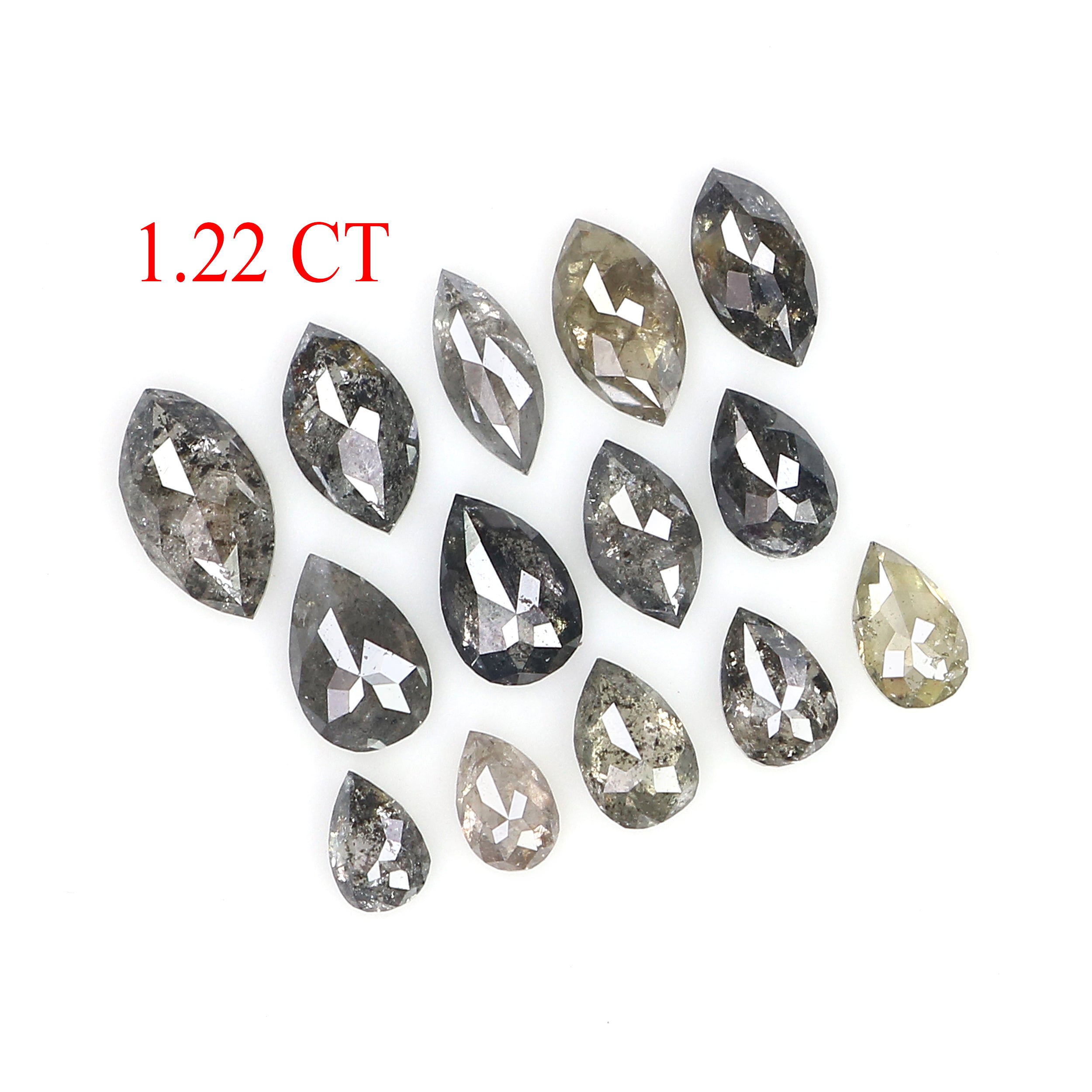 1.22 CT Natural Loose Mix Shape Diamond Salt And Pepper Mix Shape Diamond 2.90 MM Natural Black Grey Color Mix Shape Rose Cut Diamond LQ3043