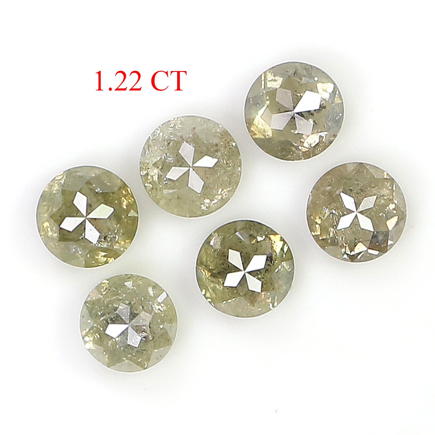 1.22 CT Natural Loose Round Rose Cut Diamond Grey Color Round Shape Diamond 3.30 MM Natural Loose Green Color Round Rose Cut Diamond LQ9692