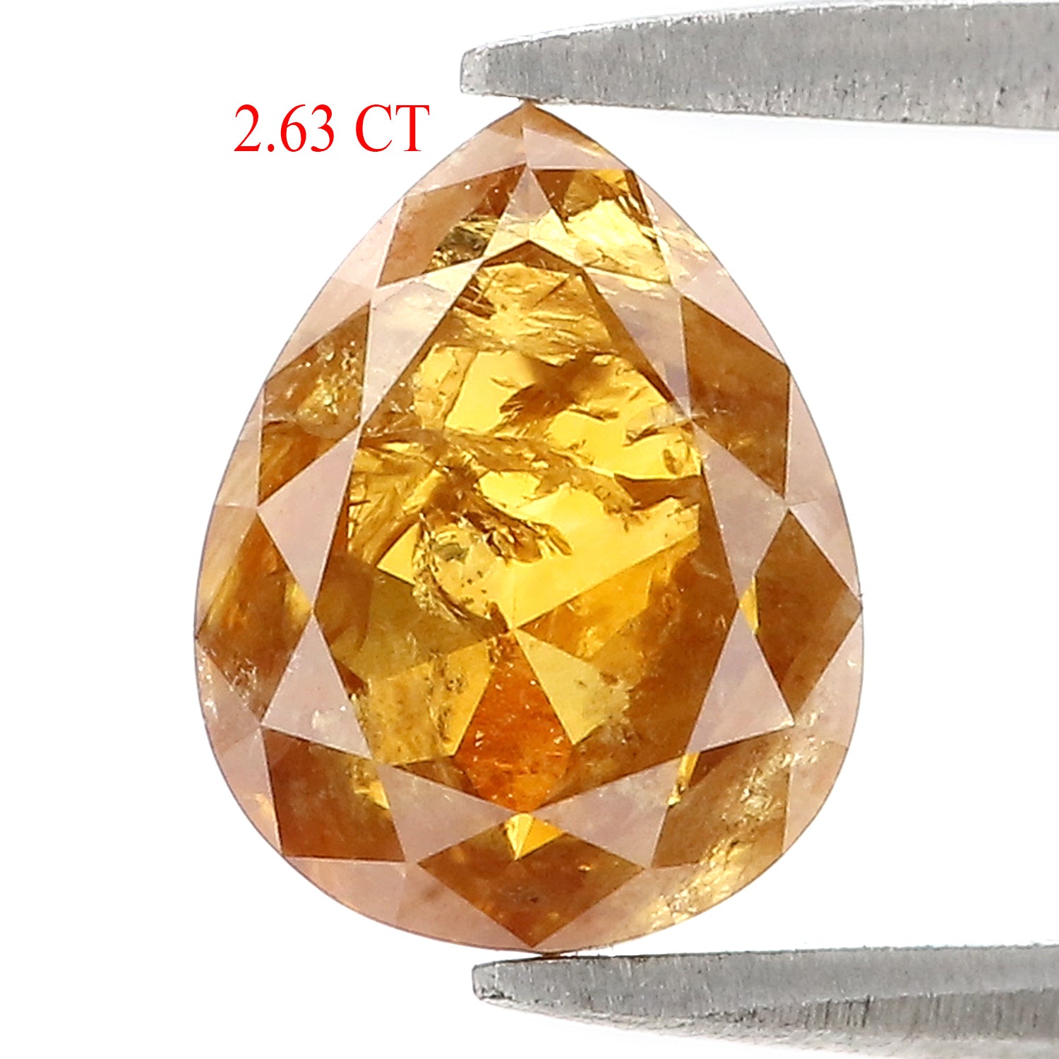 2.63 CT Natural Loose Pear Shape Diamond Yellow Color Pear Cut Diamond 9.00 MM Natural Loose Yellow Color Pear Rose Cut Diamond LQ3276