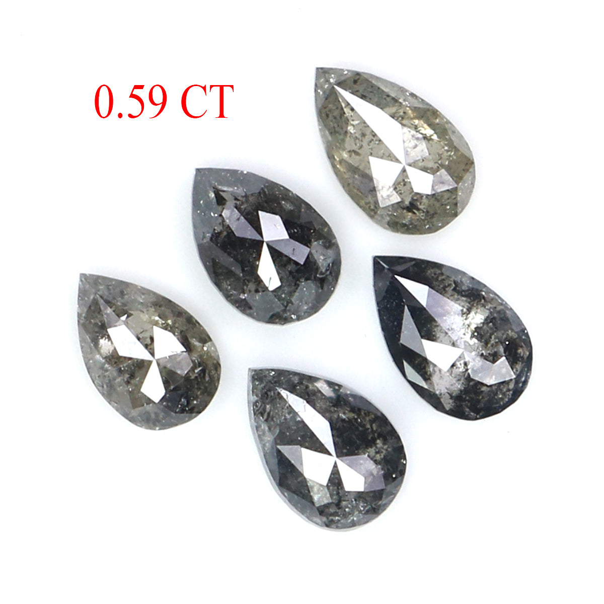 0.59 CT Natural Loose Pear Shape Diamond Salt And Pepper Pear Diamond 4.30 MM Natural Loose Black Grey Color Pear Rose Cut Diamond LQ2789