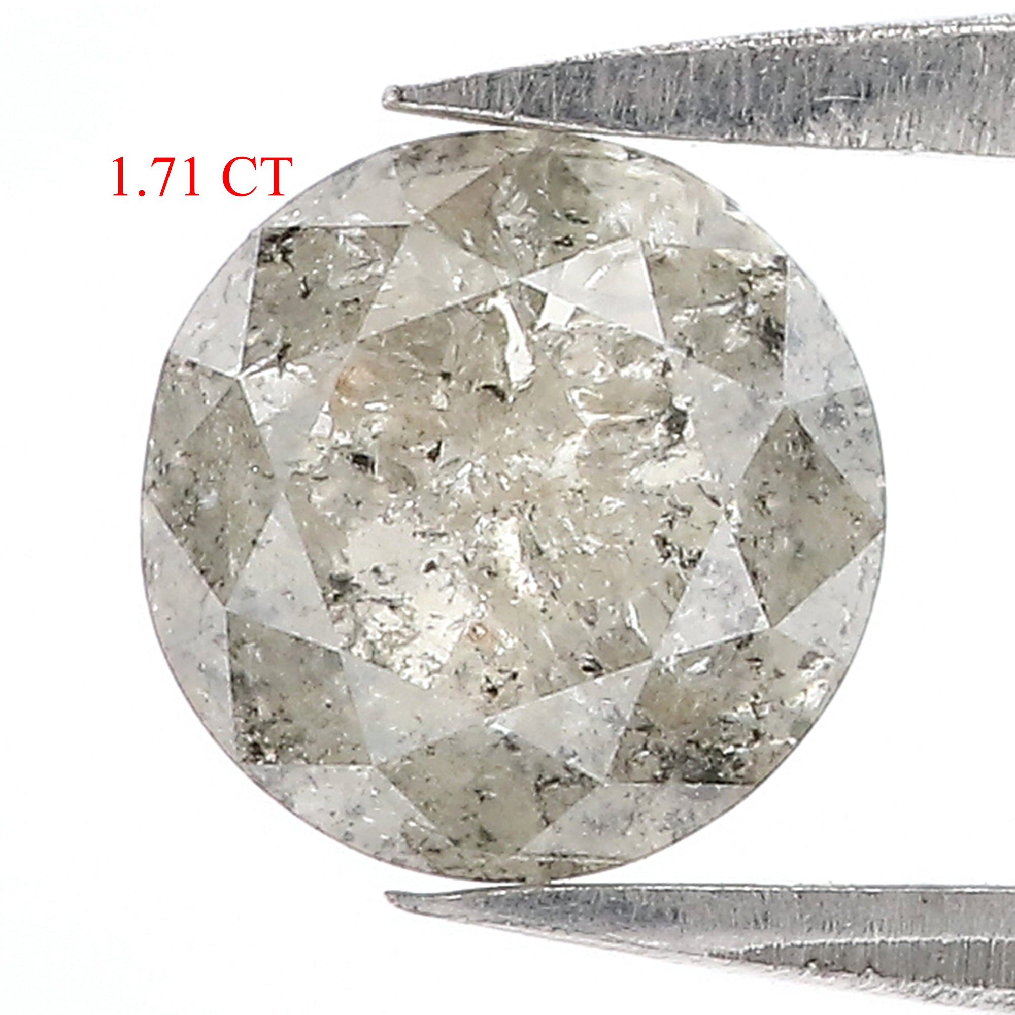 1.71 CT Natural Loose Round Rose Cut Diamond Salt And Pepper Round Diamond 6.90 MM Natural Loose Grey Color Round Rose Cut Diamond LC57