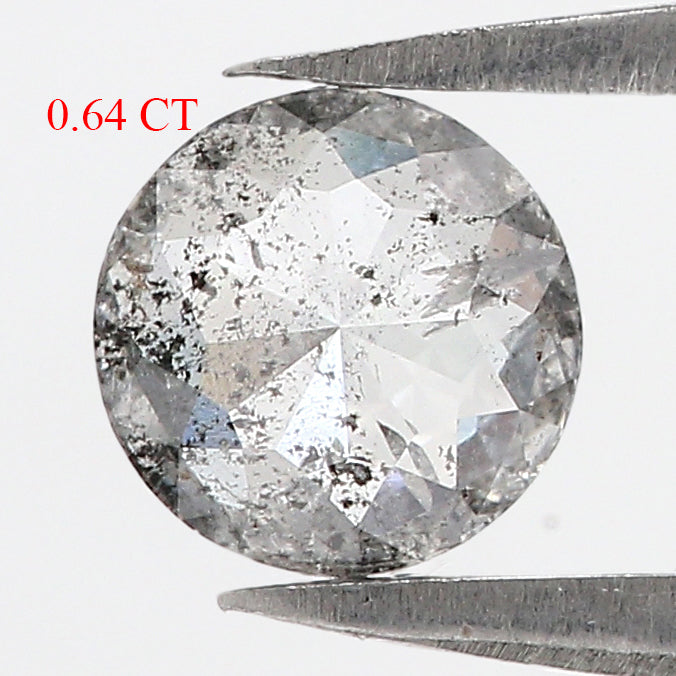 0.64 Ct Natural Loose Round Rose Cut Diamond Salt And Pepper Round Diamond 5.60 MM Natural Loose Black Grey Color Rose Cut Diamond LC48