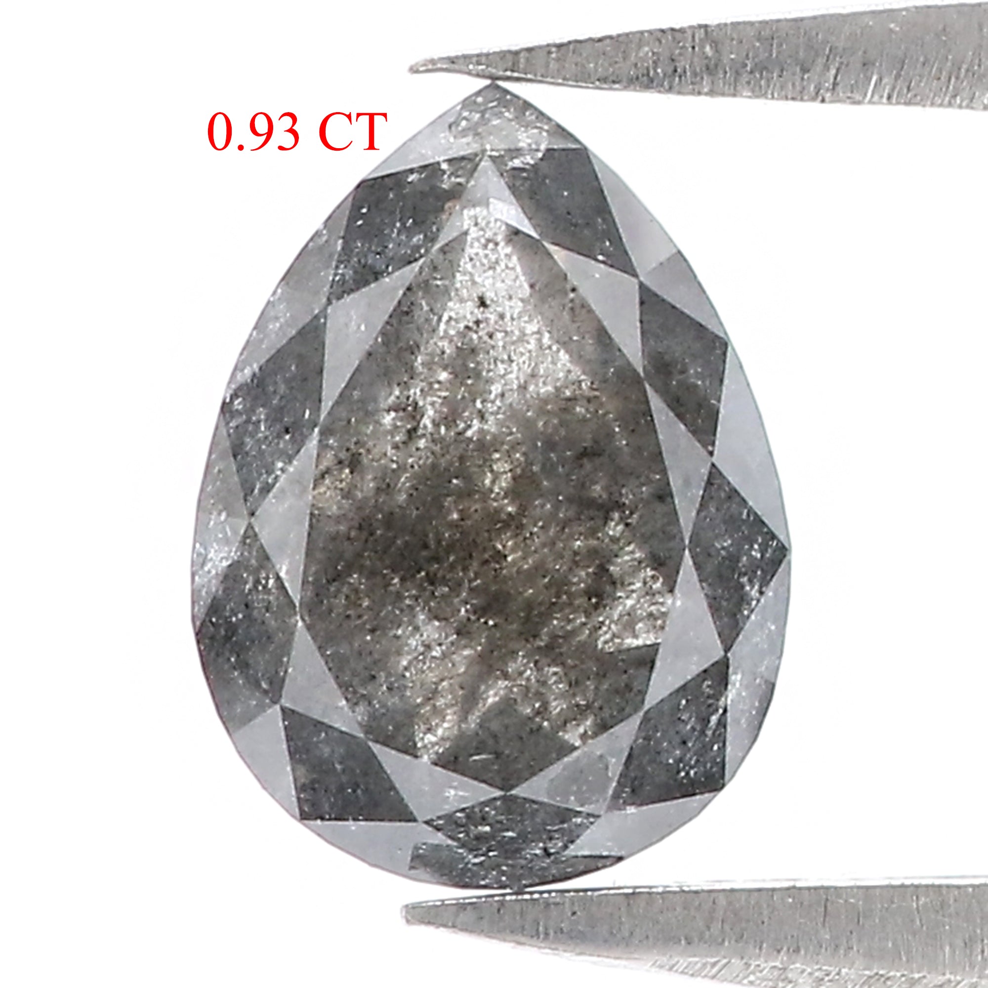 0.93 Ct Natural Loose Pear Shape Diamond Salt And Pepper Rose Cut Diamond 8.20 MM Natural Pear Rose Cut Black Grey Color Pear Diamond QL3116