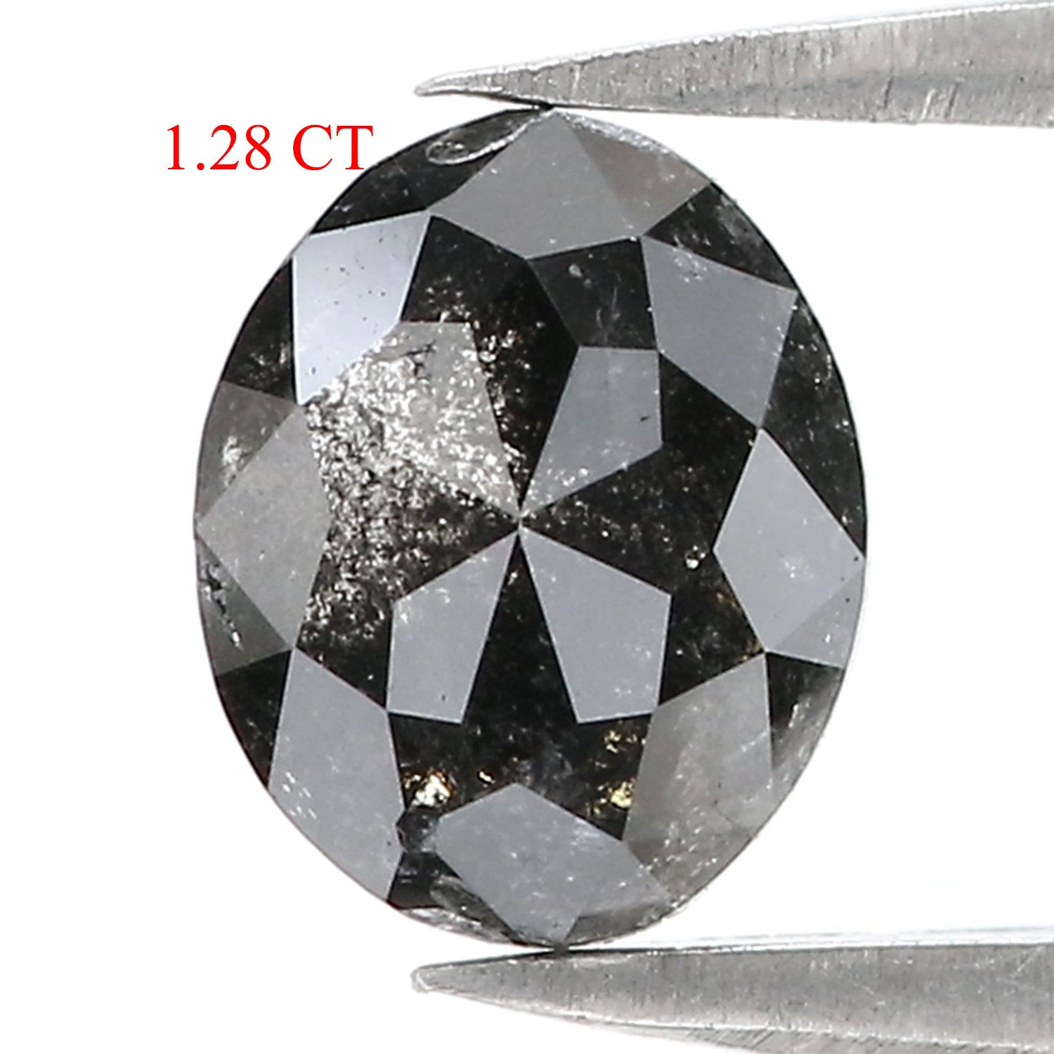 1.28 Ct Natural Loose Oval Shape Diamond Salt And Pepper Oval Diamond 7.55 MM Natural Diamond Black Grey Color Oval Rose Cut Diamond QL3079