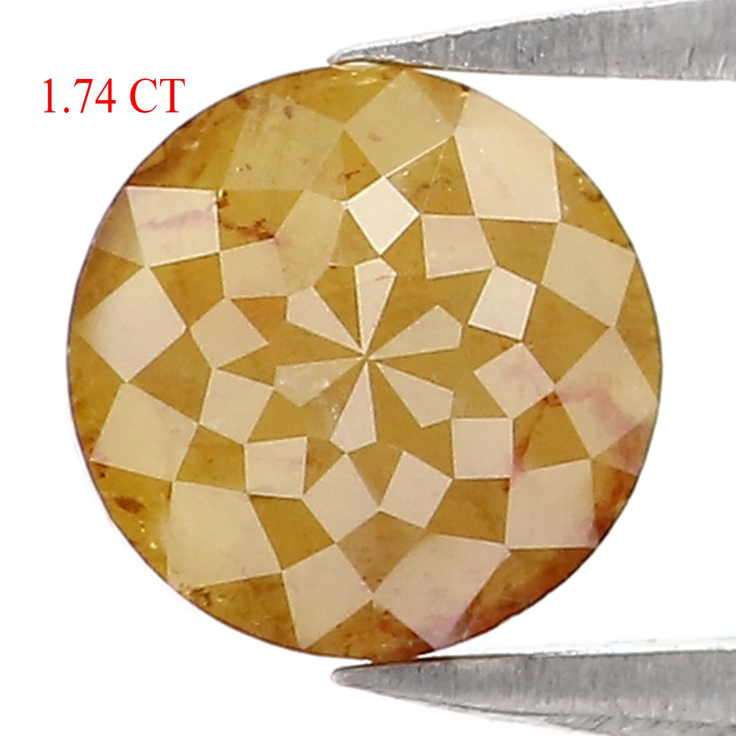 1.74 CT Natural Loose Round Rose Cut Diamond Yellow Color Round Shape Diamond 6.80 MM Natural Yellow Color Round Rose Cut Diamond LQ9856